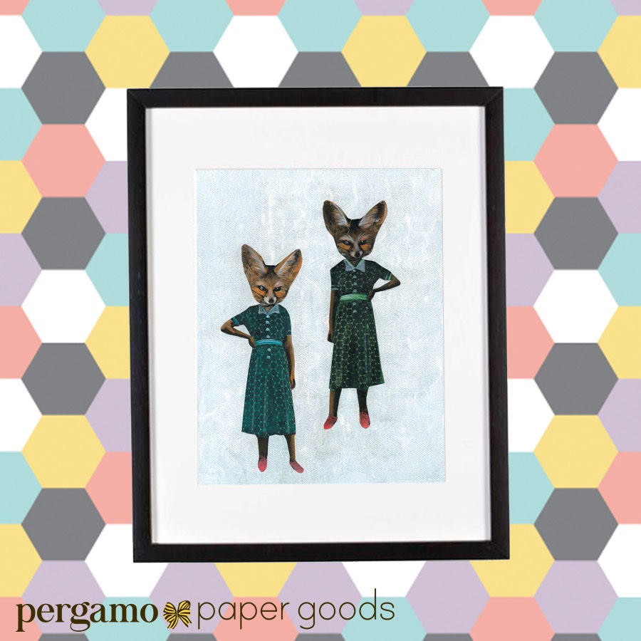 Fox Art Print, 8x10 Unique Fox Lover Art, Vintage Animal Gif, Sassy Gift, Sassy Art, Lesbian Gift, LGBTQ Art, Pride Art, Fennec Fox Gift - Thumbnail 2
