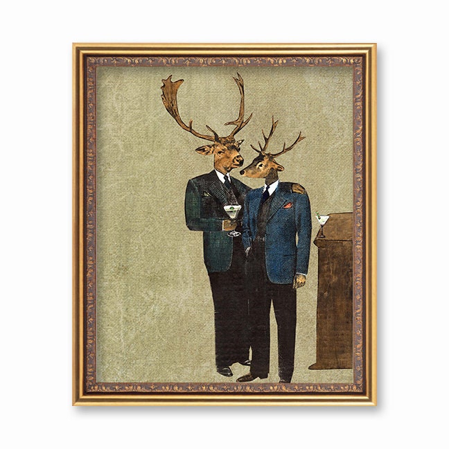 Gay Art Print, 8x10 Deer Wall Decor, Animal LGBTQ Gift, Art for Men, 1st Anniversary Gift, Gay Wedding Gifts for Dad, Rustic Gay Marriage - Thumbnail 2