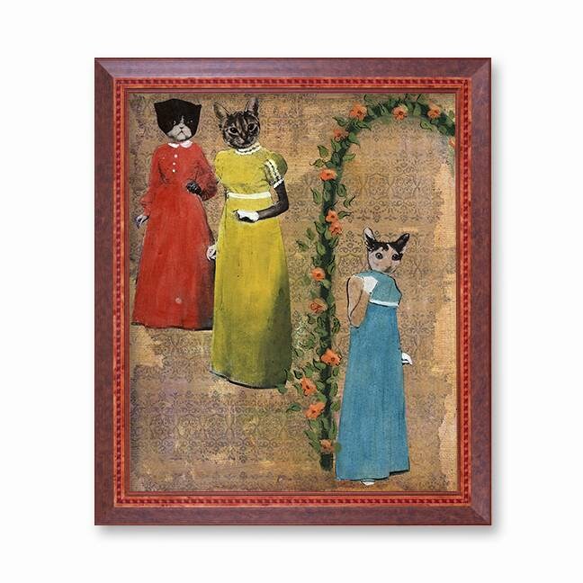 Sassy Cats Art Print, 8x10 Cat Wall Art, Kitty Lover Gift, Party Vintage Cat Art, Surreal Cat Mom Gift, Weird Art, Cat Owner, Gift for Her