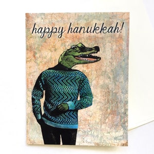 Spaß Chanukka-Karte-Set, einzigartige Chanukka-Karten, Alligator tropischen Florida Chanukka, süße Geschenkidee, seltsame Sachen jüdische Kunst Geschenke Juden Urlaub