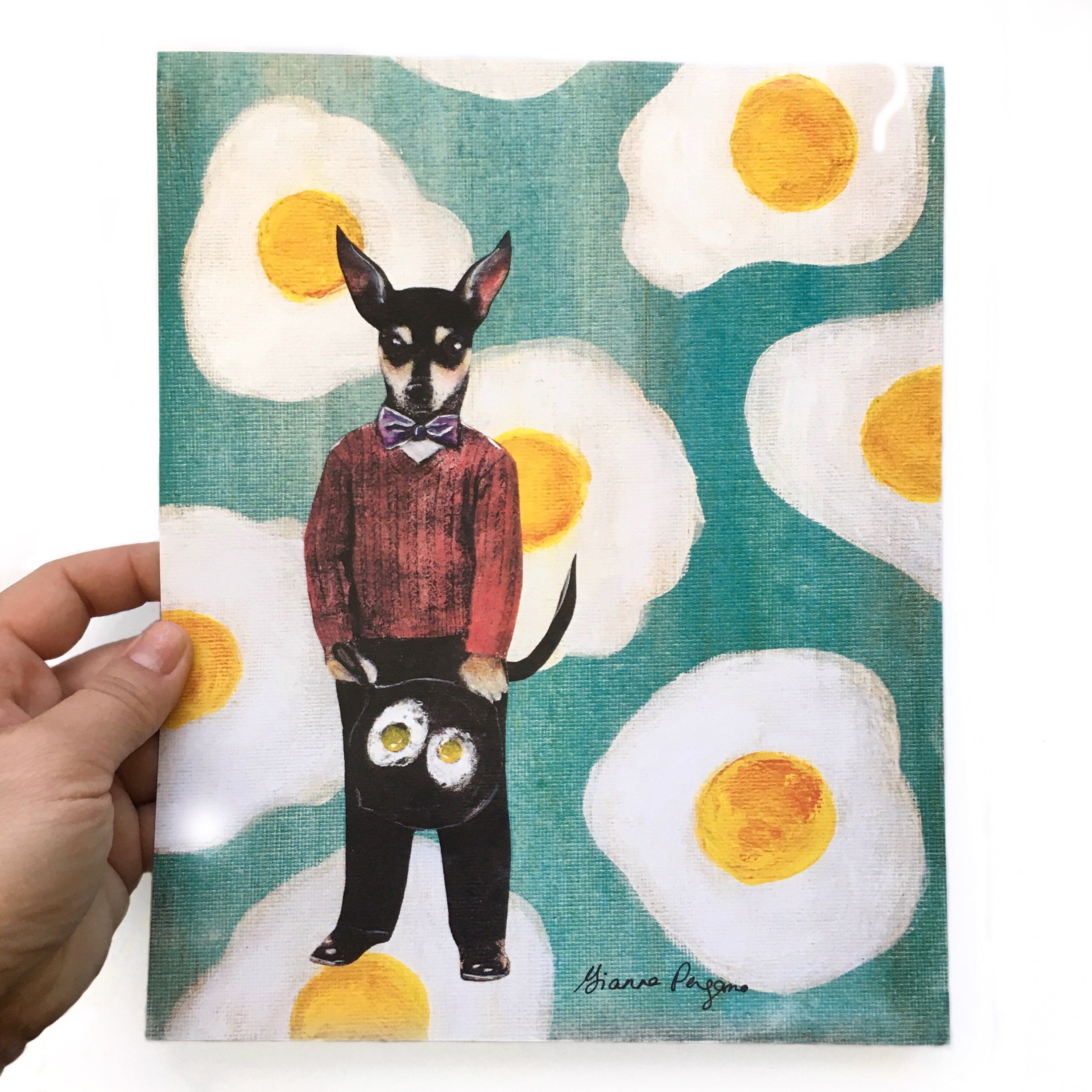 Chihuahua Art Print, 8x10 Retro Dog Mom Gifts, Dressed Up Dapper Sweater Dog, Weird Art Vintage Mixed Media Collage, Animal Rescue Dogs Gift - Thumbnail 3