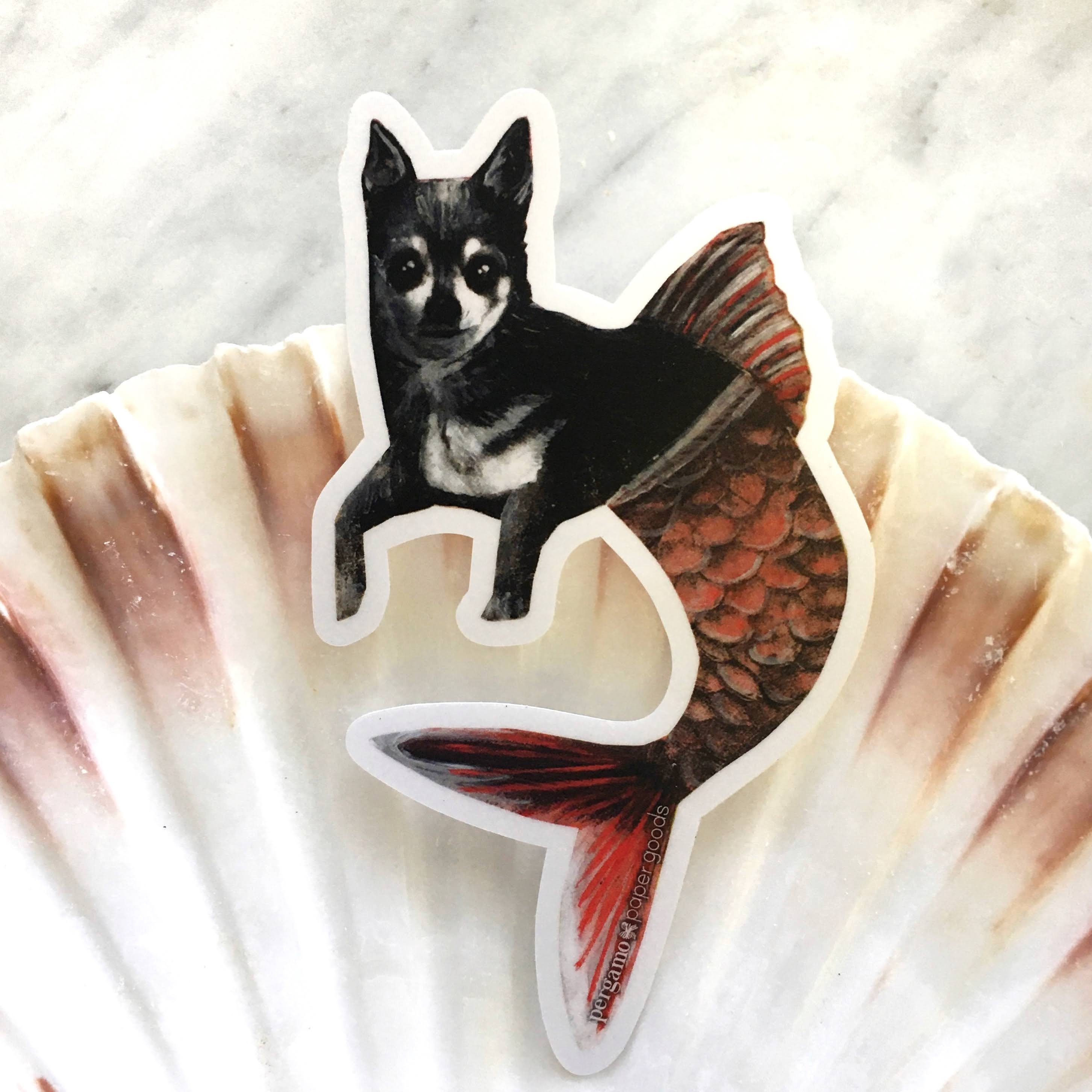 Chihuahua Sticker, Dog Mermaid Stickers for Laptop, Bumper Decal, High Quality Durable Weird Decals, Beach Outdoor  Owner Pet Memorial Gifts - Thumbnail 4