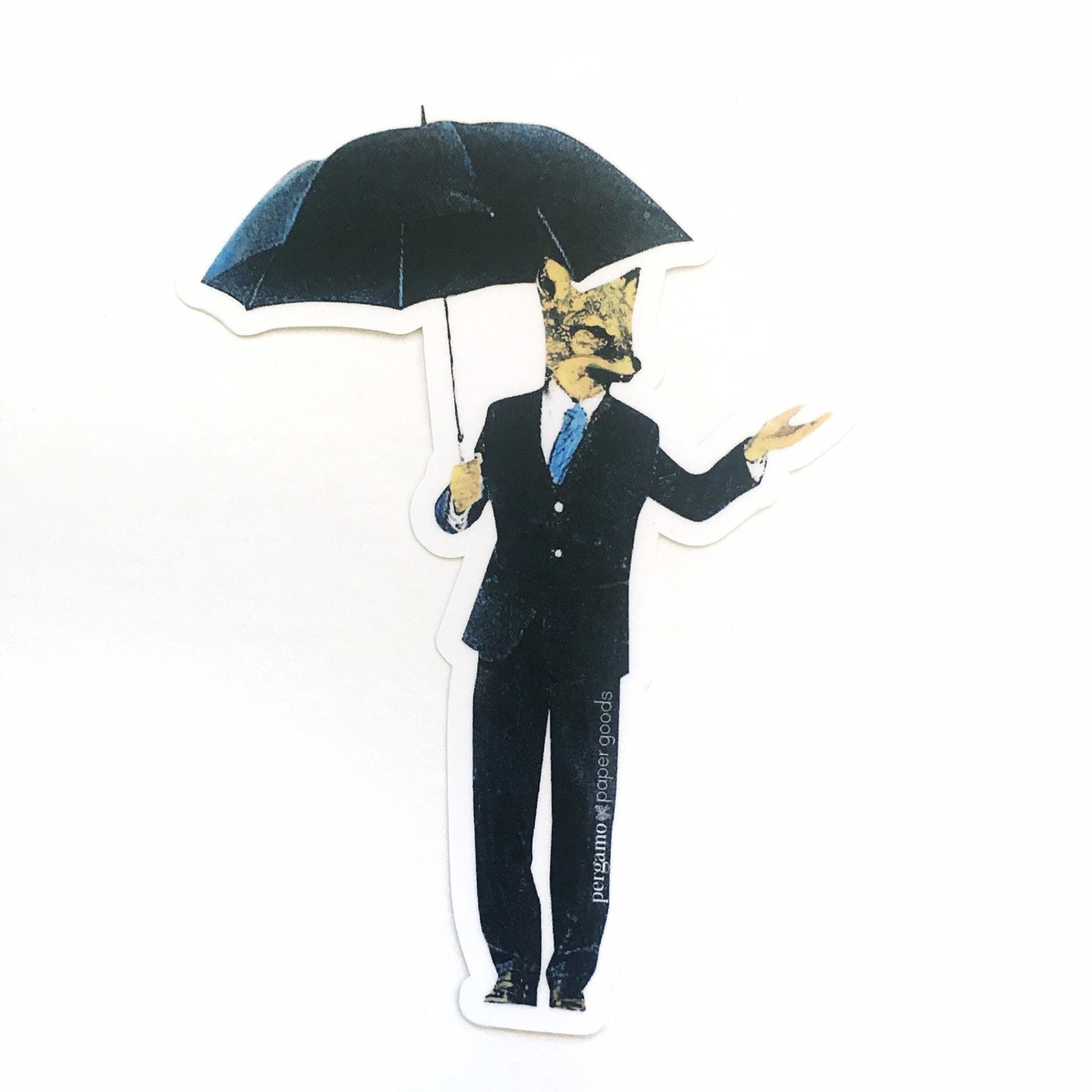 Vintage Fox Sticker, Fun Animal Laptop Sticker Pack, Dressed Up Fox Vinyl Decals, Water bottle Yeti Outdoor Decal, Stocking Stuffer Umbrella - Thumbnail 2