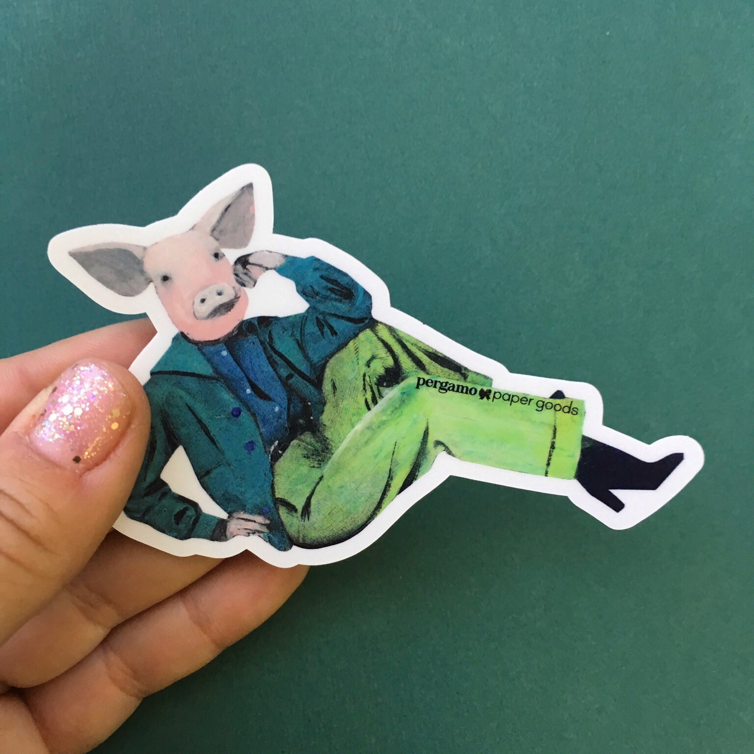Pig Vinyl Sticker, Laptop Stickers, Weird Animal Lover Gift, Bumper Sticker Pack, Pig Gifts, 80s 90s, Decals for MacBook Bullet Journal - Thumbnail 2