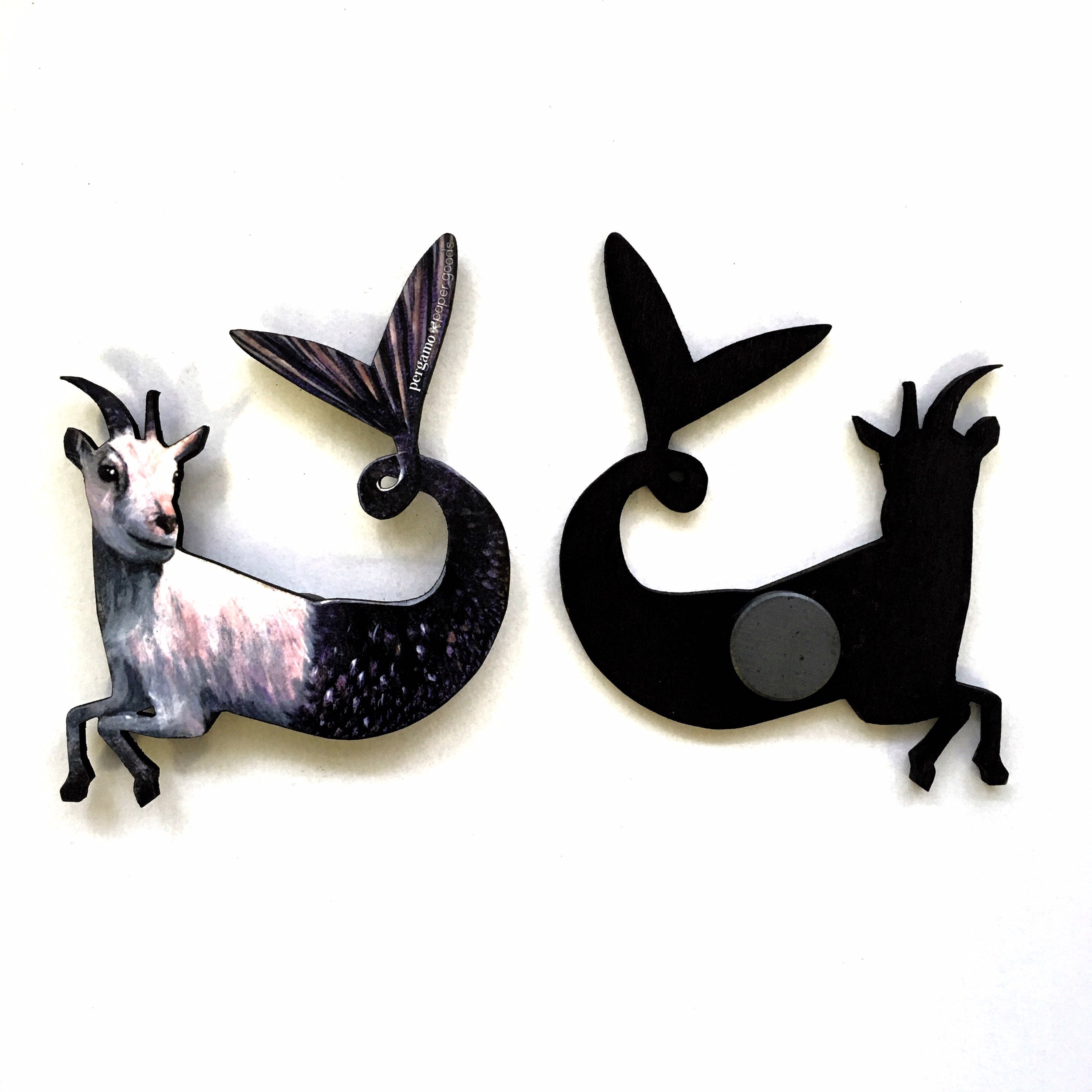 Zodiac Capricorn Magnet, Mermaid Goat Magnets Fridge, Zodiac Gifts, Mermaid Gifts, Weird Art, Animal Mermaid, Surreal Capricorn Gift, Witch - Thumbnail 3