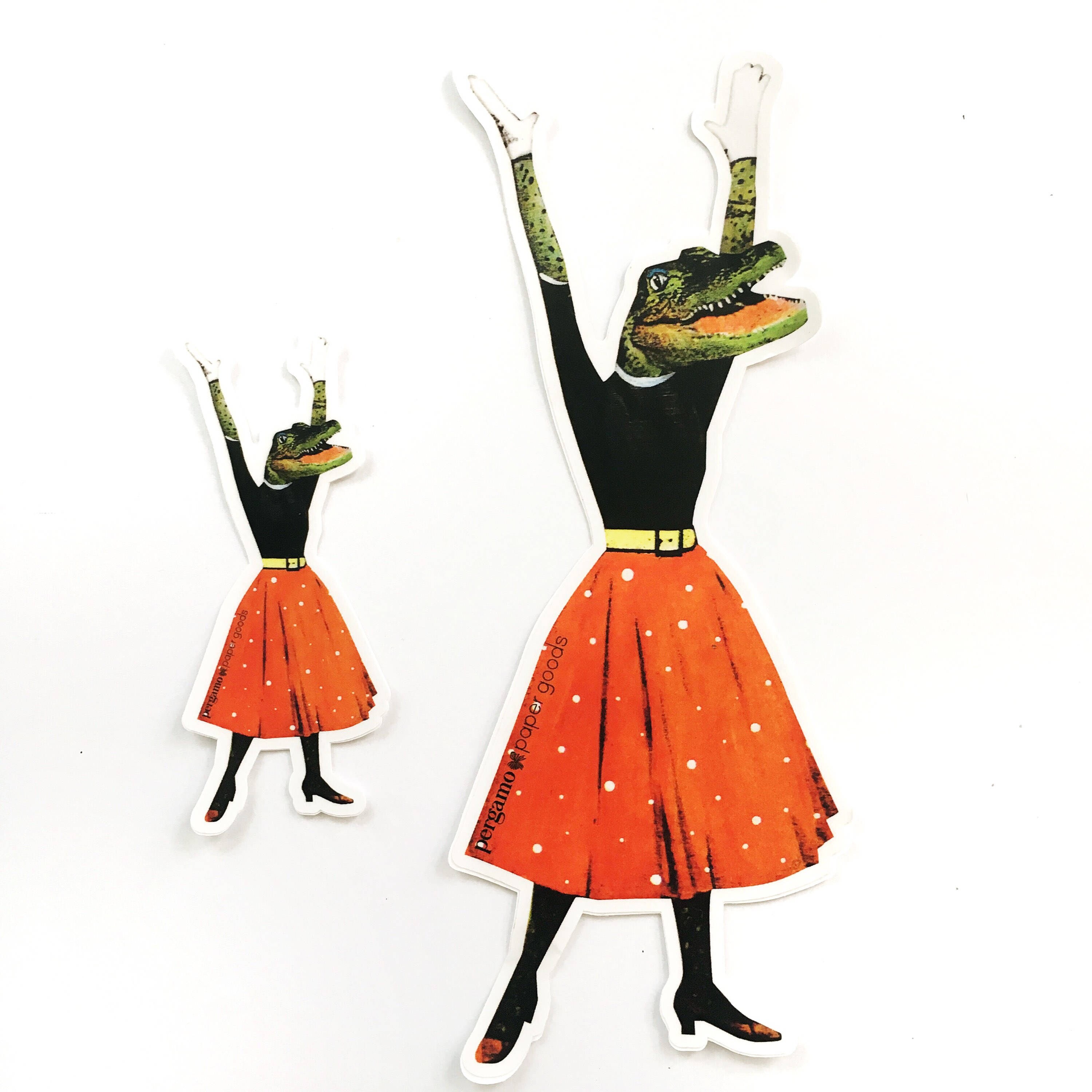 Alligator Vinyl Sticker, Crocodile Stickers Laptop Decal, Bumper Sticker Pack, Yeti Girl Power Boss Lady, Weird Stuff Decals 50s Surreal Art - Thumbnail 4