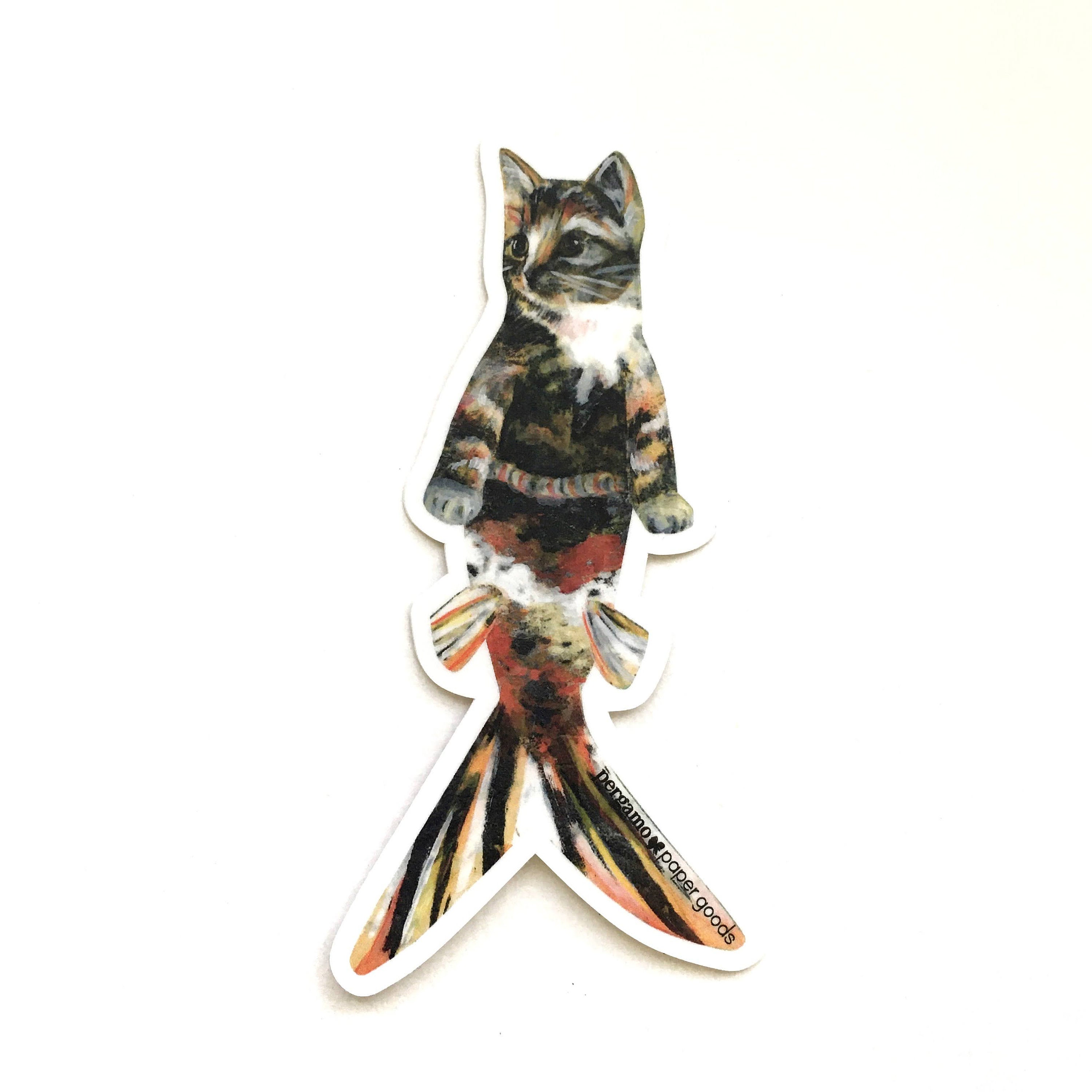 Orange Cat Sticker, Vintage Cat Mermaid Stickers Vinyl, Fantasy Kitty Decal, Laptop Decals, Crazy Cat Lady Gifts, Calico Cat Gift, Kitten - Thumbnail 6