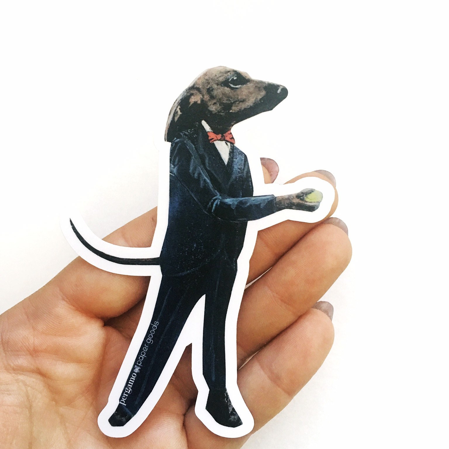 Dapper Dachshund Sticker, Dog Vinyl Stickers, Waterproof Decal, Car Bumper Decals, Weird Laptop Sticker, Vintage Dogs Bullet Journal Yeti