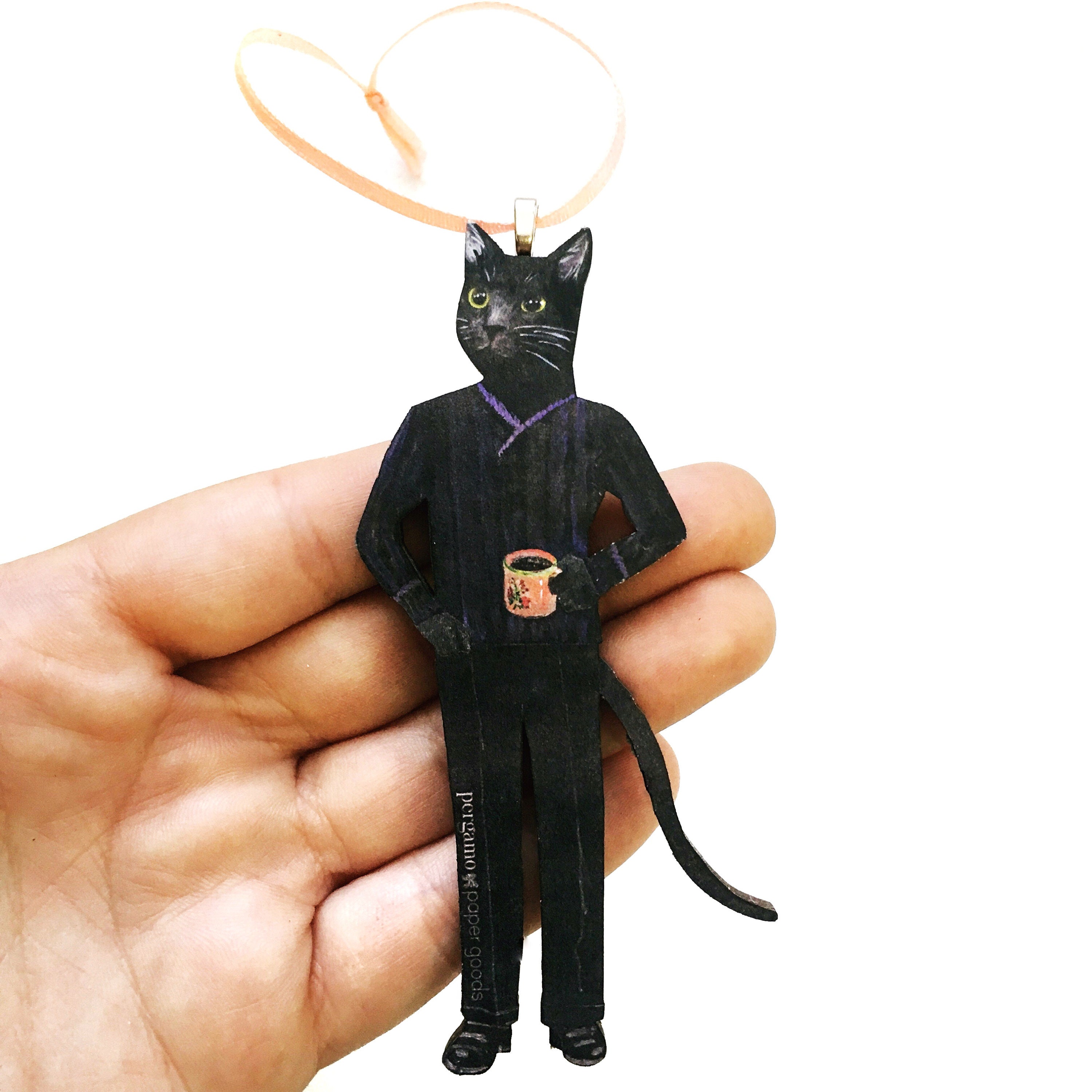 Laser Ornament, Holiday Ornaments, Black Cat Ornament, Retro Stocking Stuffer, Animal Lover Weird Christmas Decoration, Vintage Holidays - Thumbnail 3