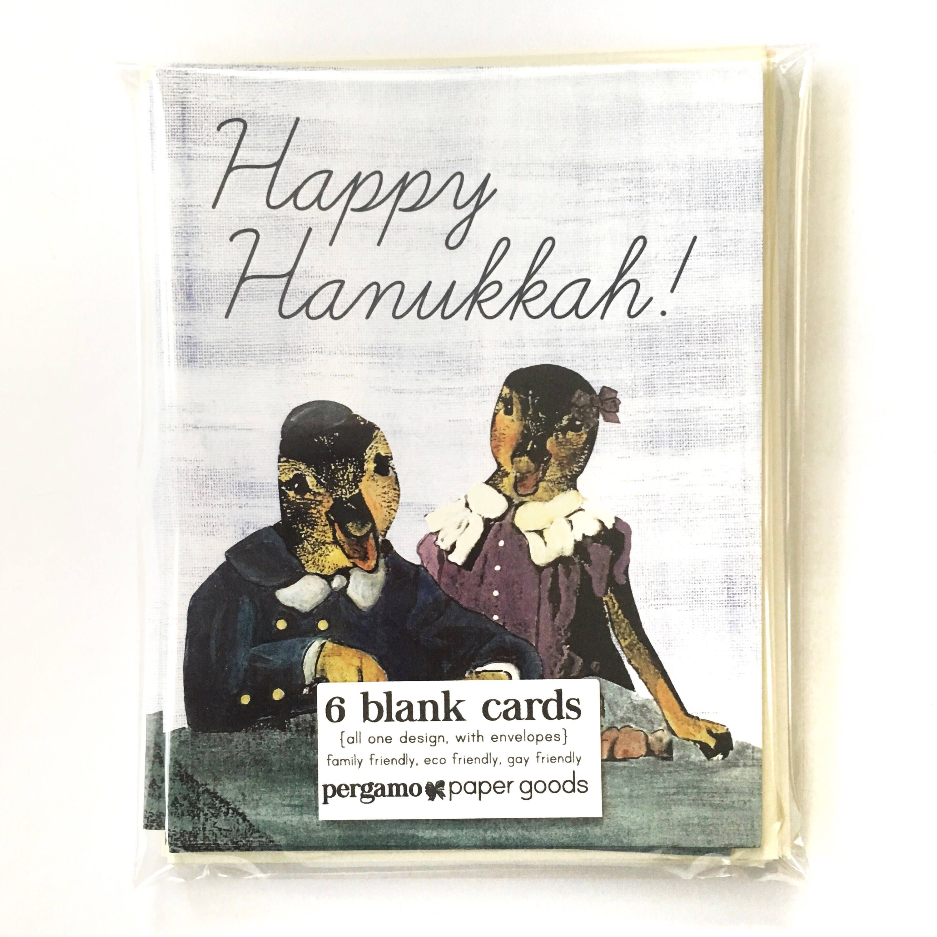 Animal Hanukkah Card or Card Set, Funny Hanukkah Party Cards, Weird Chanukah Dreidel Art, Illustrated Jewish Holiday Stationery, Wholesale - Thumbnail 4