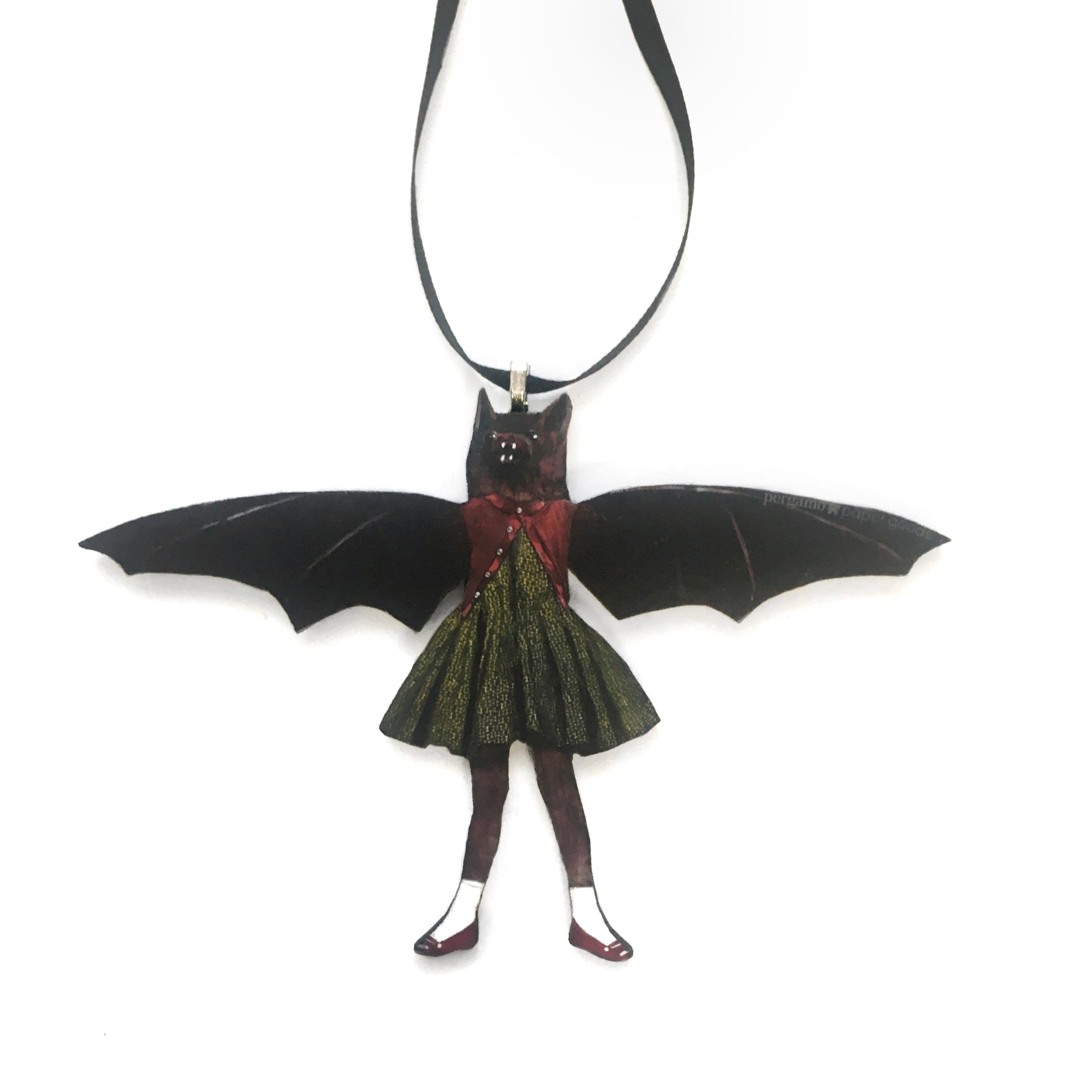 Bat Ornament, Weird Art Animal, Laser Cut Wood, Original Ornaments, Retro Vintage Christmas, Quirky Unusual Goth Gift Funny Gifts, Halloween - Thumbnail 2
