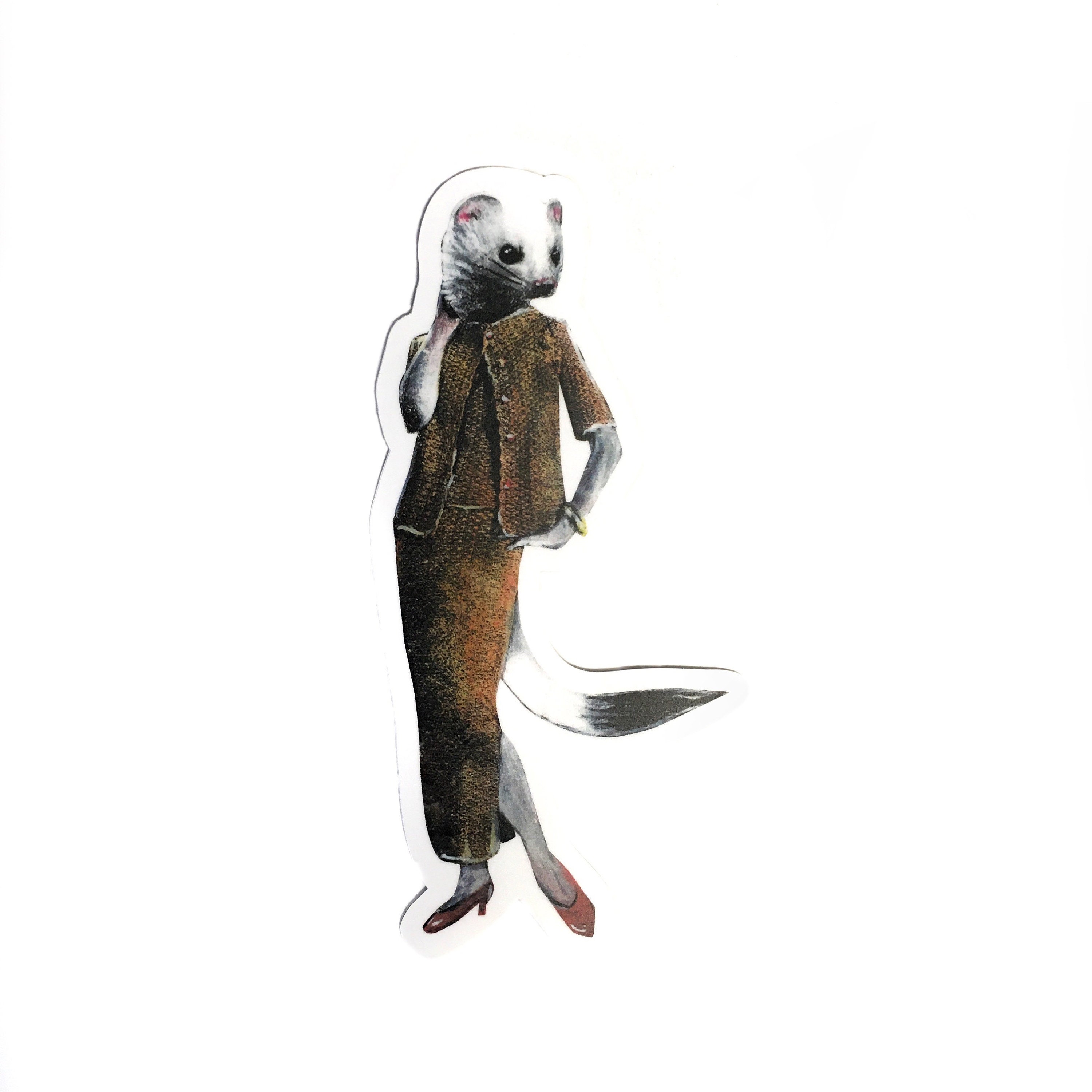 Weasel Vinyl Sticker, Weird Animal Stickers Laptop Decal, Bumper Sticker Pack, Yeti Girl Power Boss Lady Decals 50s Fashion Art - Thumbnail 2