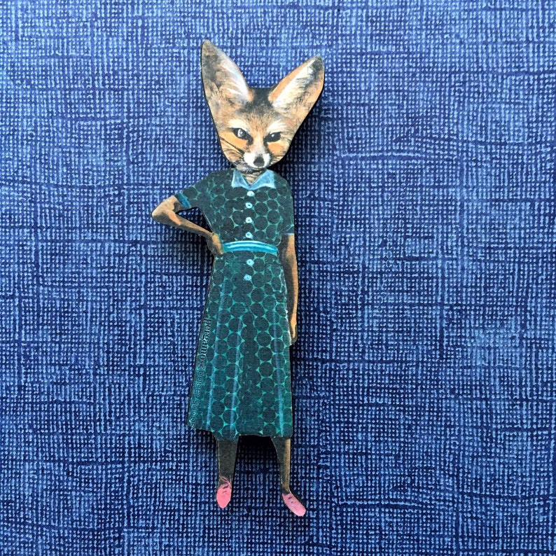 Fennec Fox Magnet, Animals Magnets Fridge, Back to School Gift, Animal Lover Housewarming Gifts, Retro Home Favor, Weird Art for Kitchen image 3