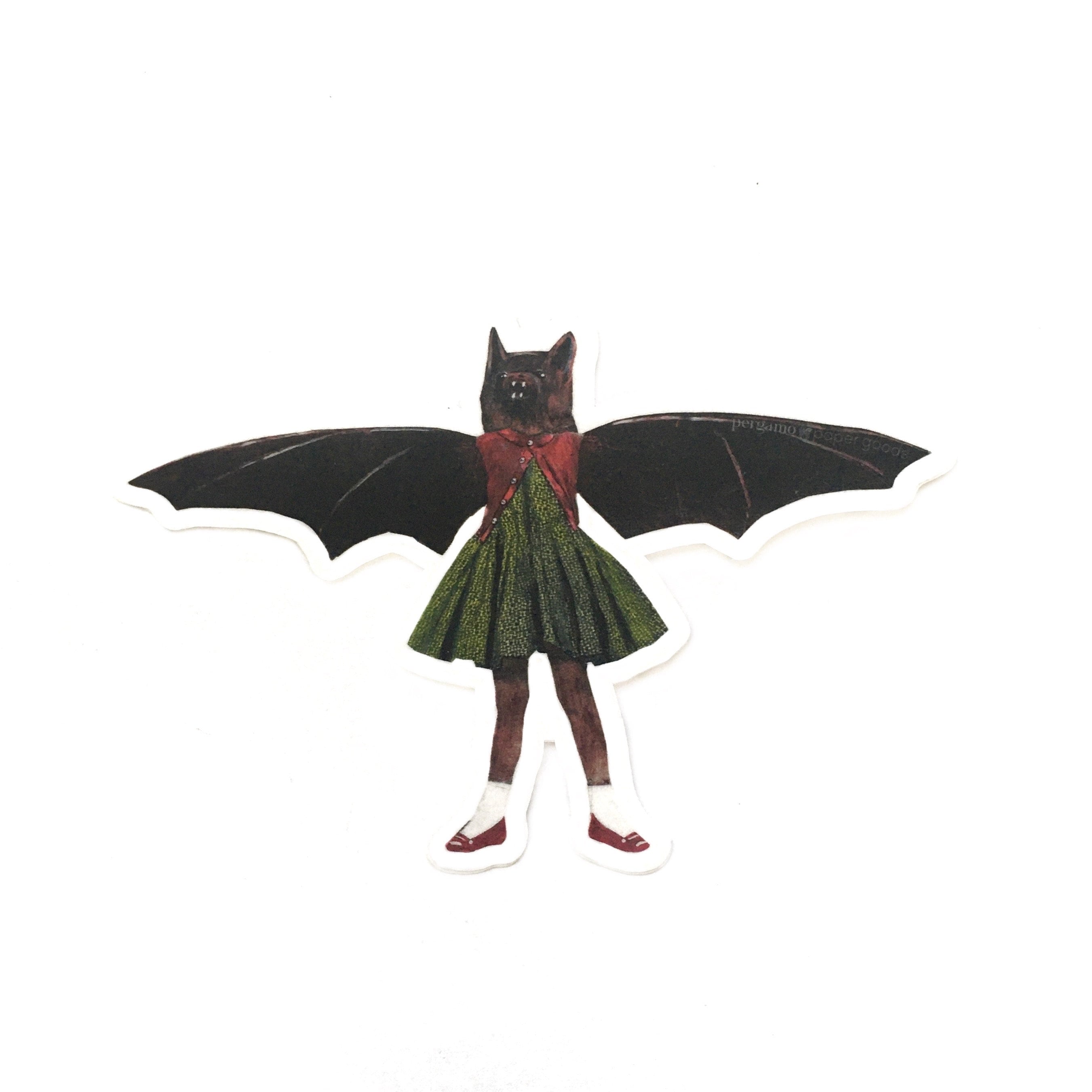 Bat Sticker, Halloween Vinyl Stickers Laptop, Weird Sticker Pack Animals, Water Bottle Yeti Deca Goblincore Illustrated Animal Decal - Thumbnail 2