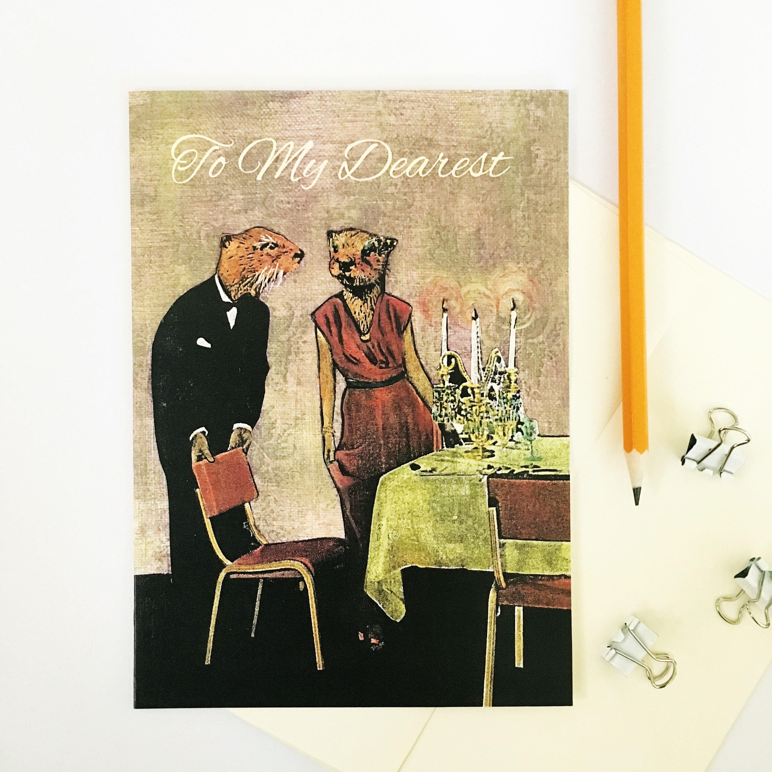 Otter Card, Anniversary Card, To My Dearest, River Otters, Love Card, Romance Card, Romantic Card, Valentines Card for Him, Animal Lover