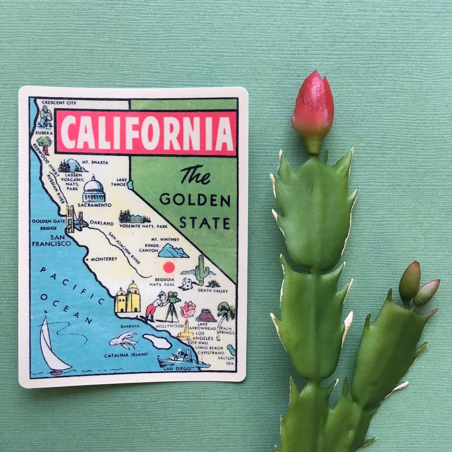 California Sticker, Vinyl Golden State Laptop Stickers, Retro California Map Decal, Antique Vintage Pacific Car MacBook Pro Wholesale Decals - Thumbnail 3