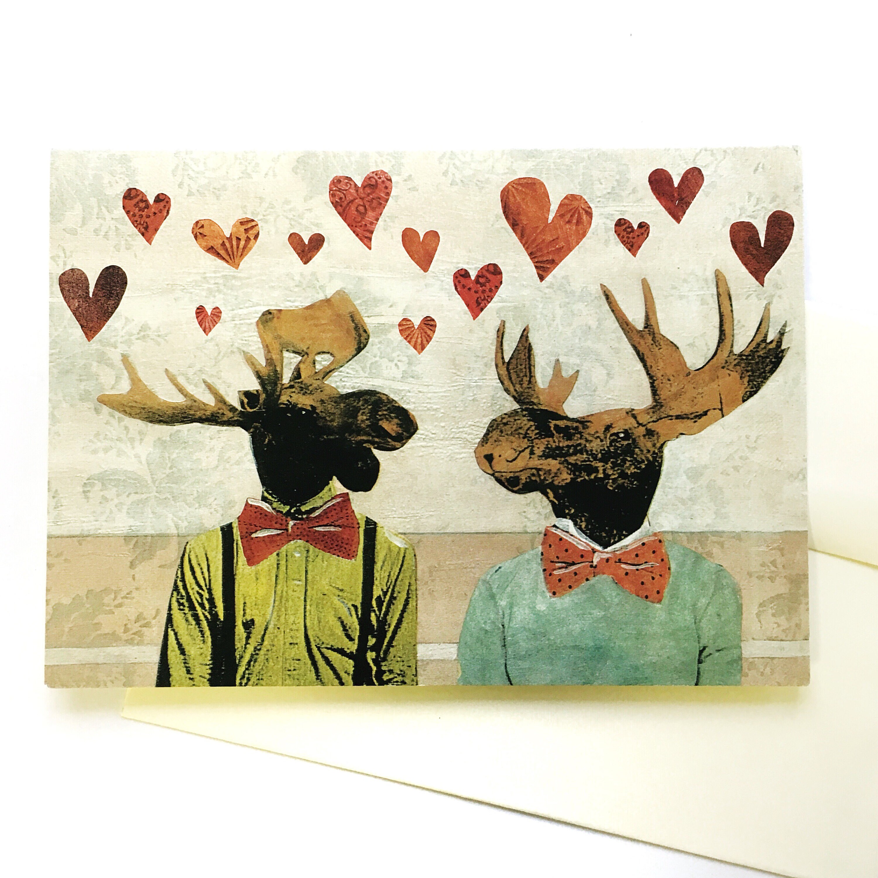 Gay Love Card, Moose Cards, LGBTQ Anniversary Card, Gay Anniversary, Animals Love, Gay Wedding Gift, Dressed up Animal Stationery, Wholesale - Thumbnail 2