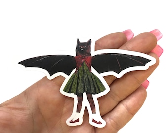 Bat Sticker, Halloween Vinyl Stickers Laptop, Weird Sticker Pack Animals, Water Bottle Yeti Deca Goblincore Illustrated Animal Decal