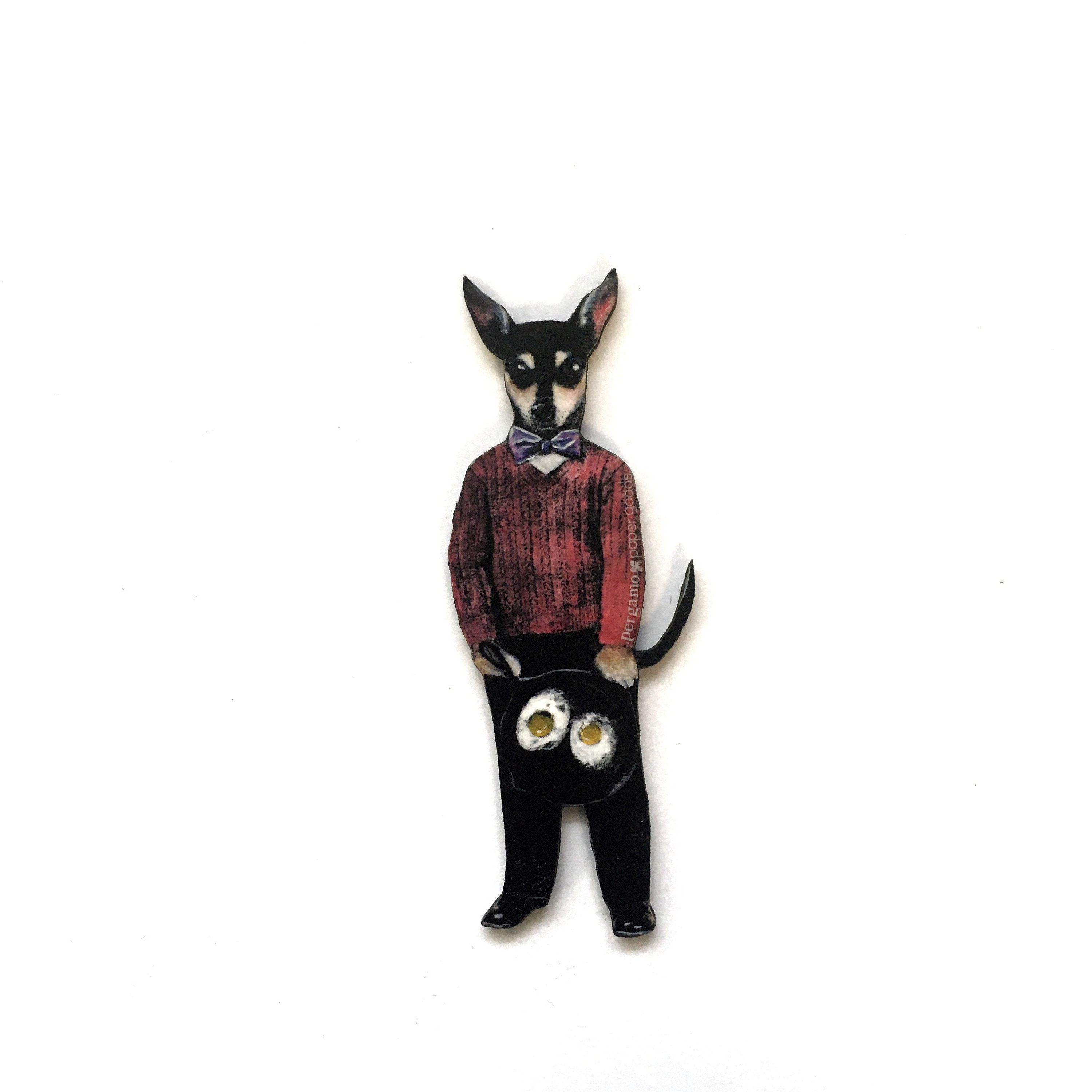 Chihuahua Magnet, Retro Dog Magnets Fridge, Animal Refrigerator Illustrated Weird Gifts, Vintage Illustration Collage, Stocking Stuffer - Thumbnail 3
