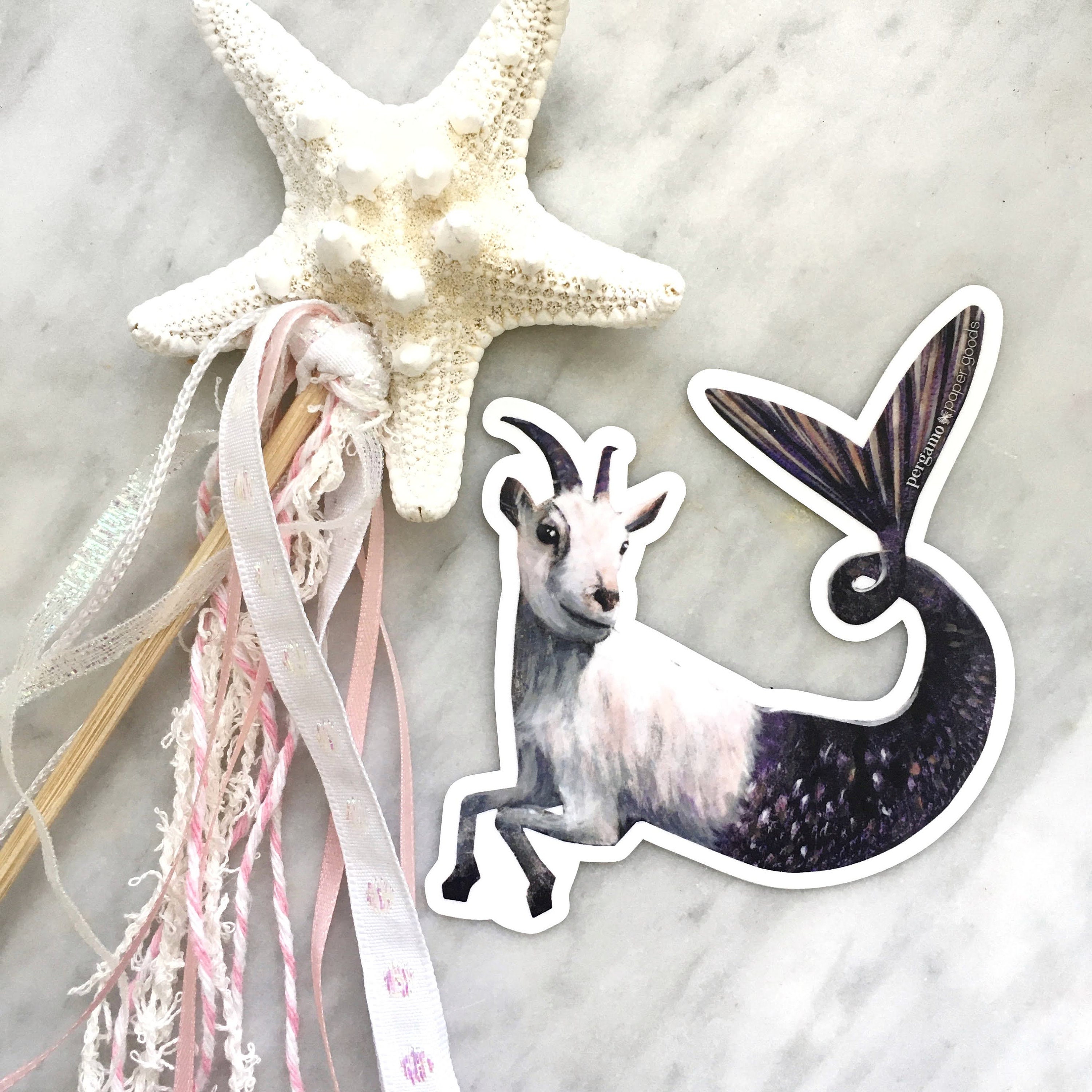 Capricorn Sticker, Goat Mermaid Sticker, Zodiac Sticker, Goat Art, Laptop Sticker, Dog Sticker, Outdoor Sticker, Goat Gifts, Weird Stickers - Thumbnail 3