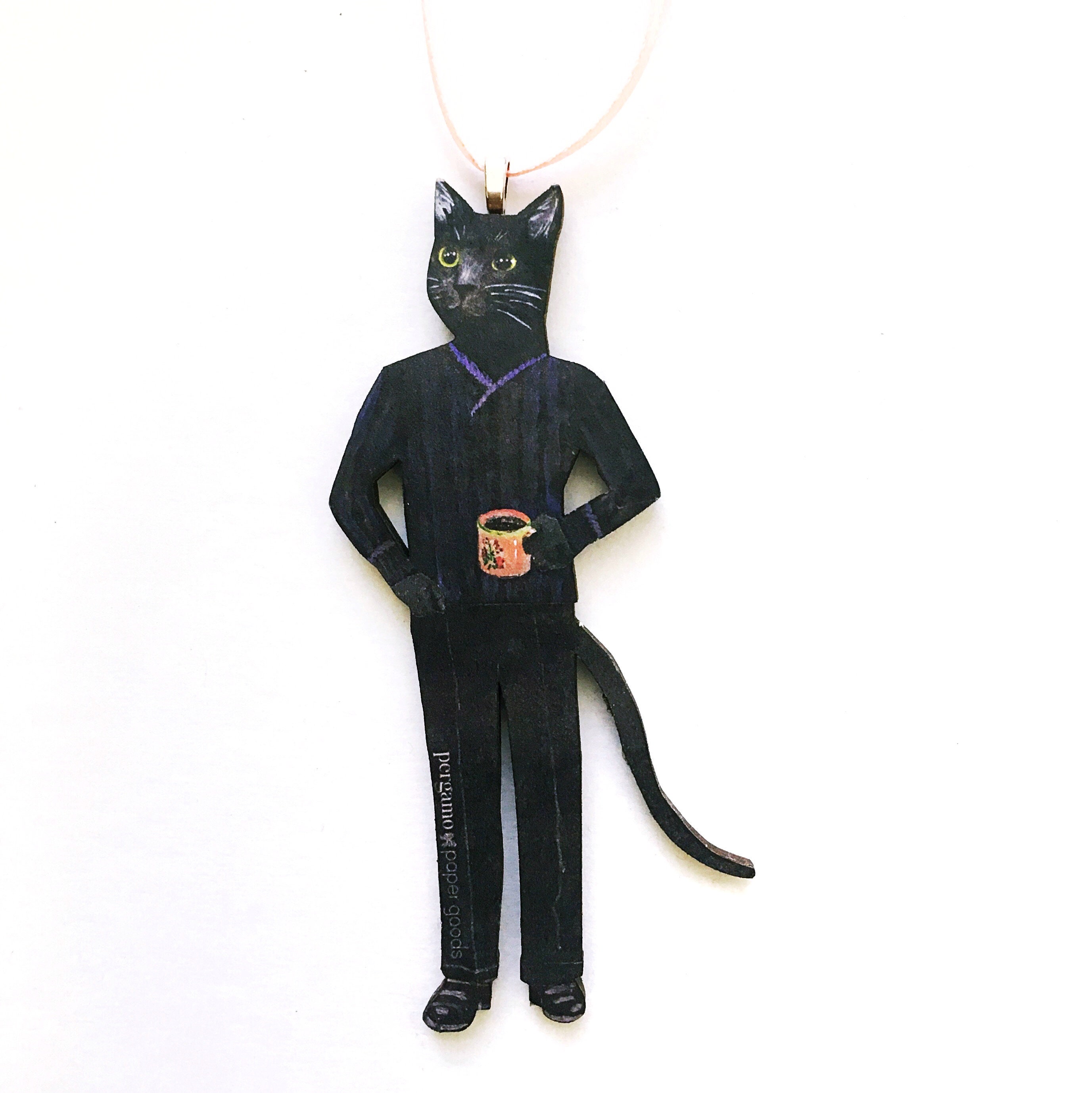 Laser Ornament, Holiday Ornaments, Black Cat Ornament, Retro Stocking Stuffer, Animal Lover Weird Christmas Decoration, Vintage Holidays - Thumbnail 2