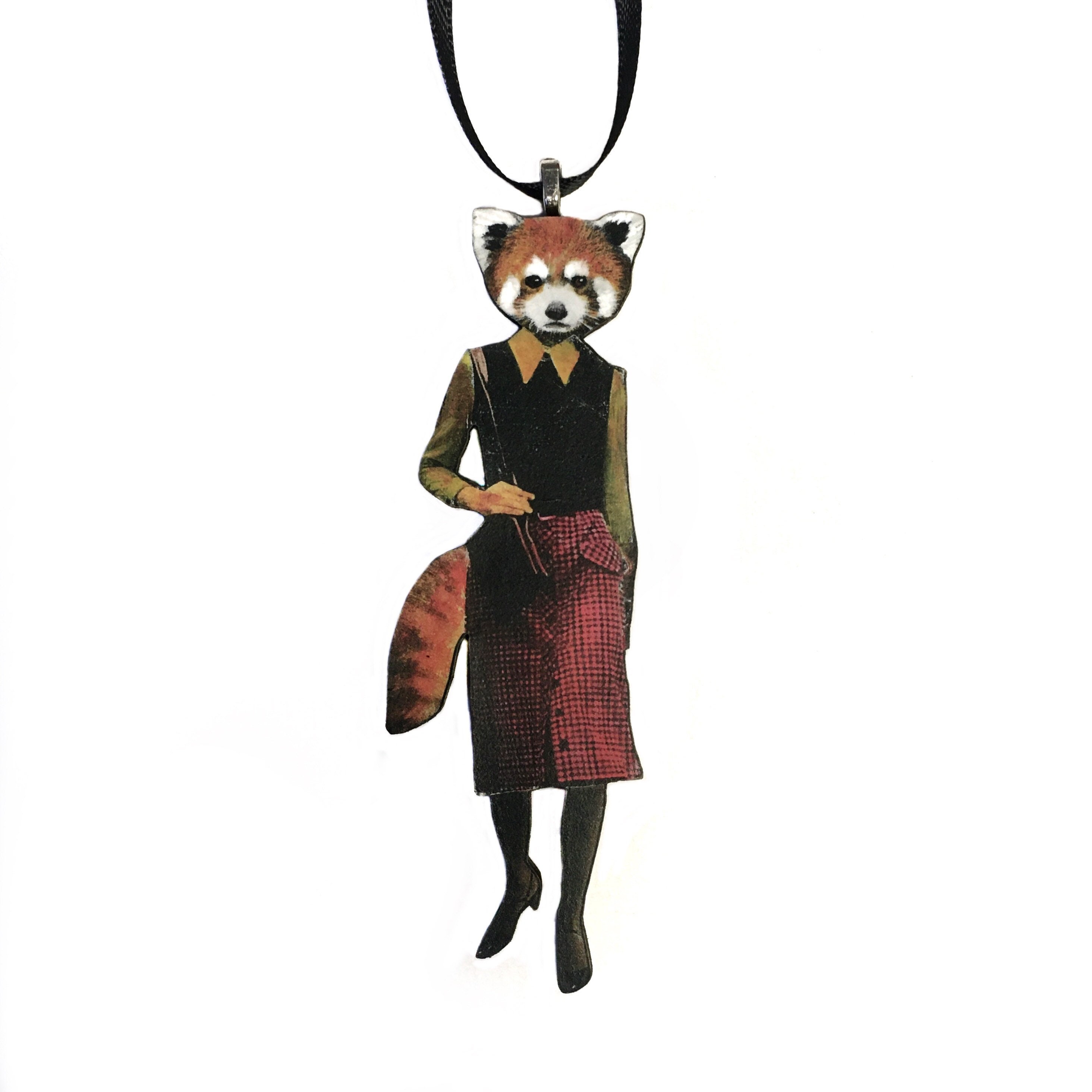 Red Panda Ornament, Holiday Ornaments, Laser Ornament, Weird Art, Animal Lover Retro Christmas Decoration, Vintage Holidays - Thumbnail 2