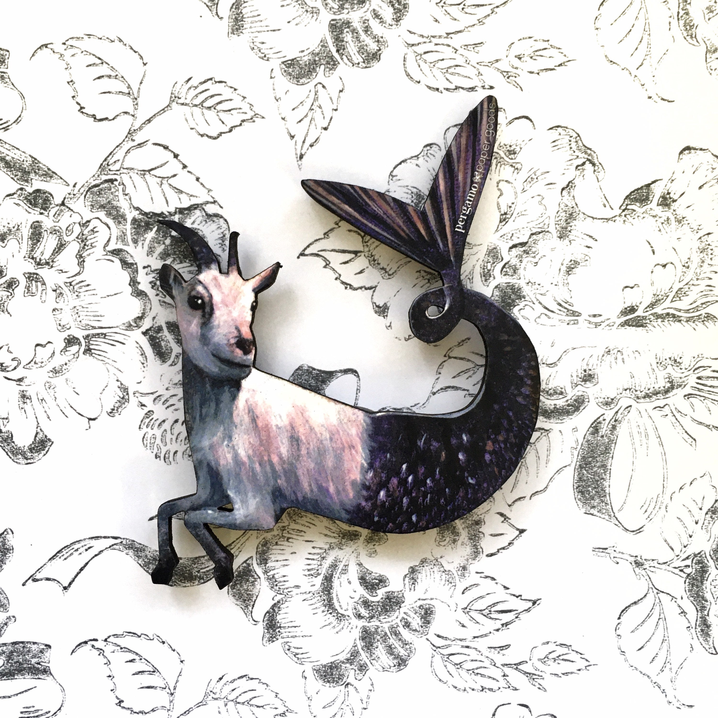 Zodiac Capricorn Magnet, Mermaid Goat Magnets Fridge, Zodiac Gifts, Mermaid Gifts, Weird Art, Animal Mermaid, Surreal Capricorn Gift, Witch - Thumbnail 4