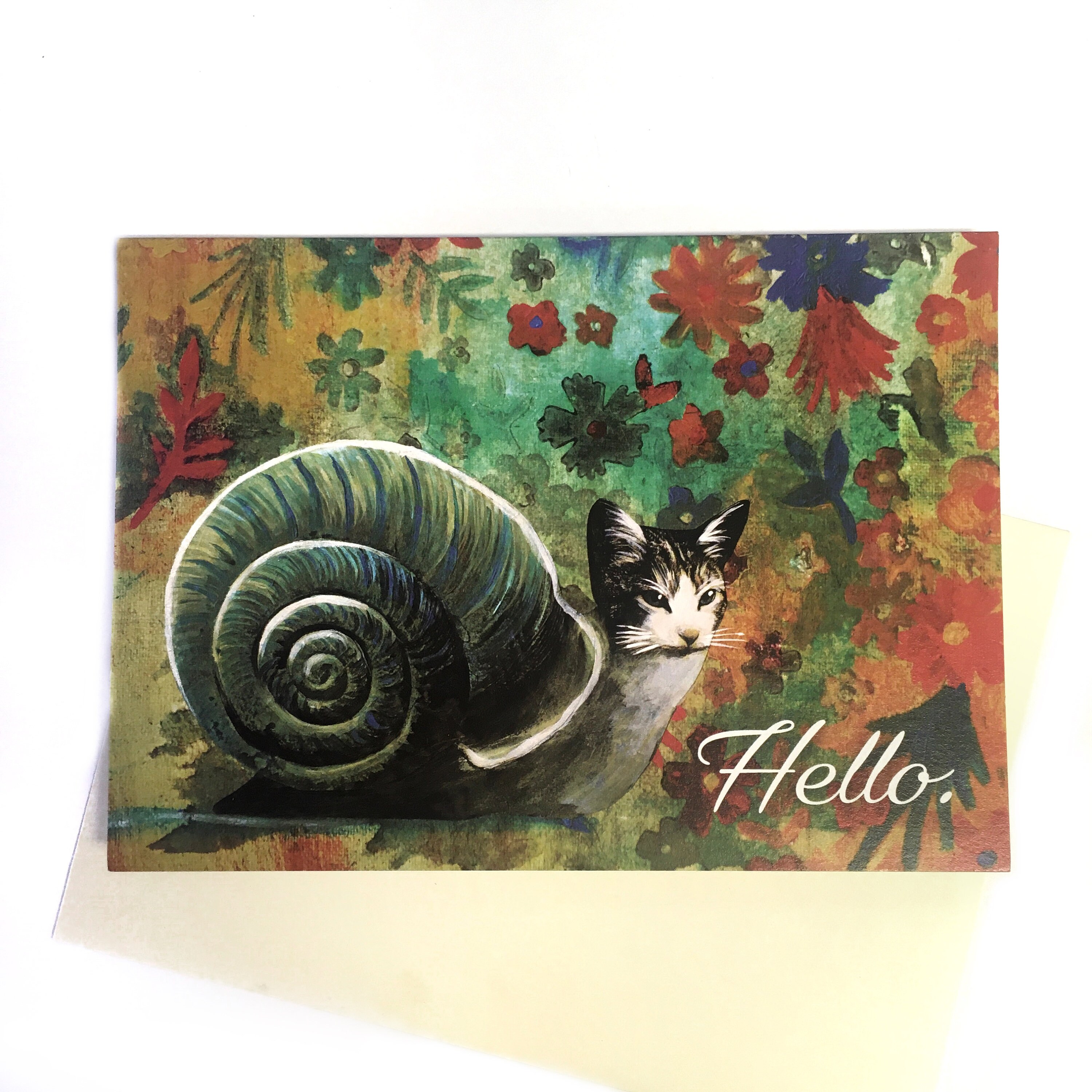 Weird Cat Card, Retro Florida Blank Cards, Cat Snail Card, Weird Animal Stationery, Surreal Vintage Retro Fun, Kitty Mom Cat Lady Gift