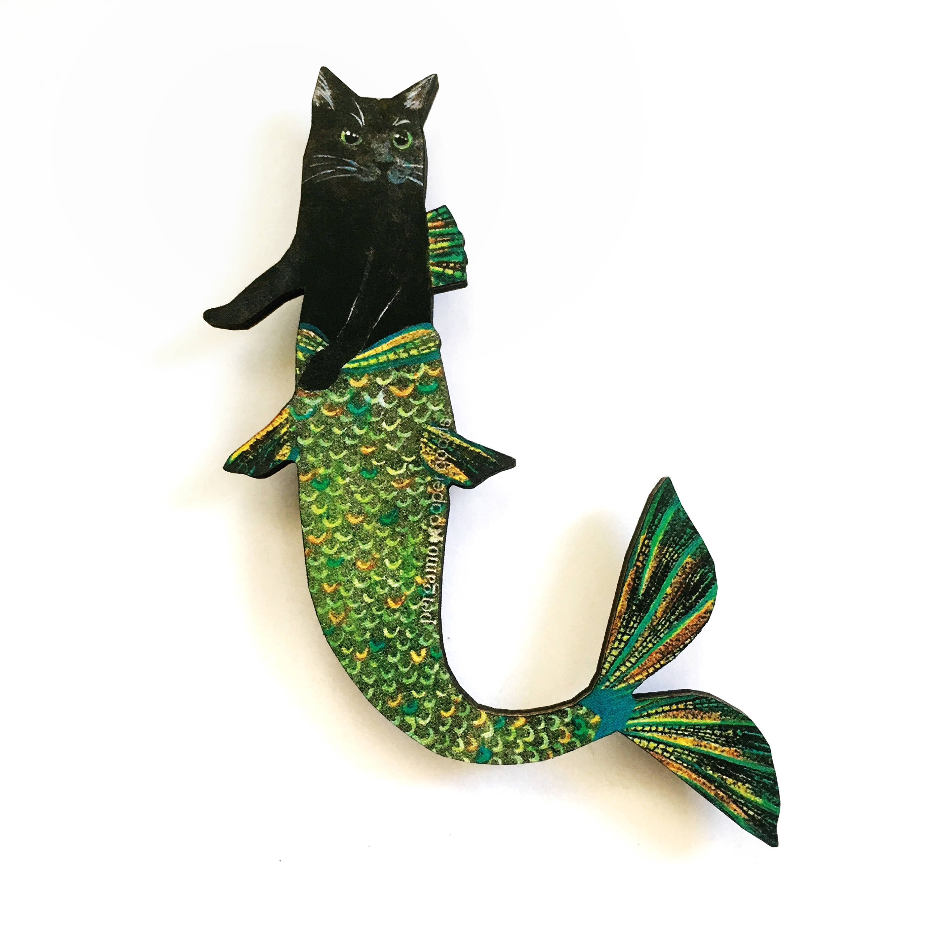 Black Cat Magnet, Cat Mermaid Animal Refrigerator Magnets Fridge Witchy, Weird Florida Laser Cut Wood, Illustrated Witch Gift, Animal Rescue - Thumbnail 3