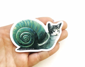 Pegatina de gato raro, pegatinas de vinilo geniales para portátil, paquete de pegatinas de caracol, pegatina de Yeti para botella de agua, pegatina de gatito Goblincore con ilustración de animales y gatos.