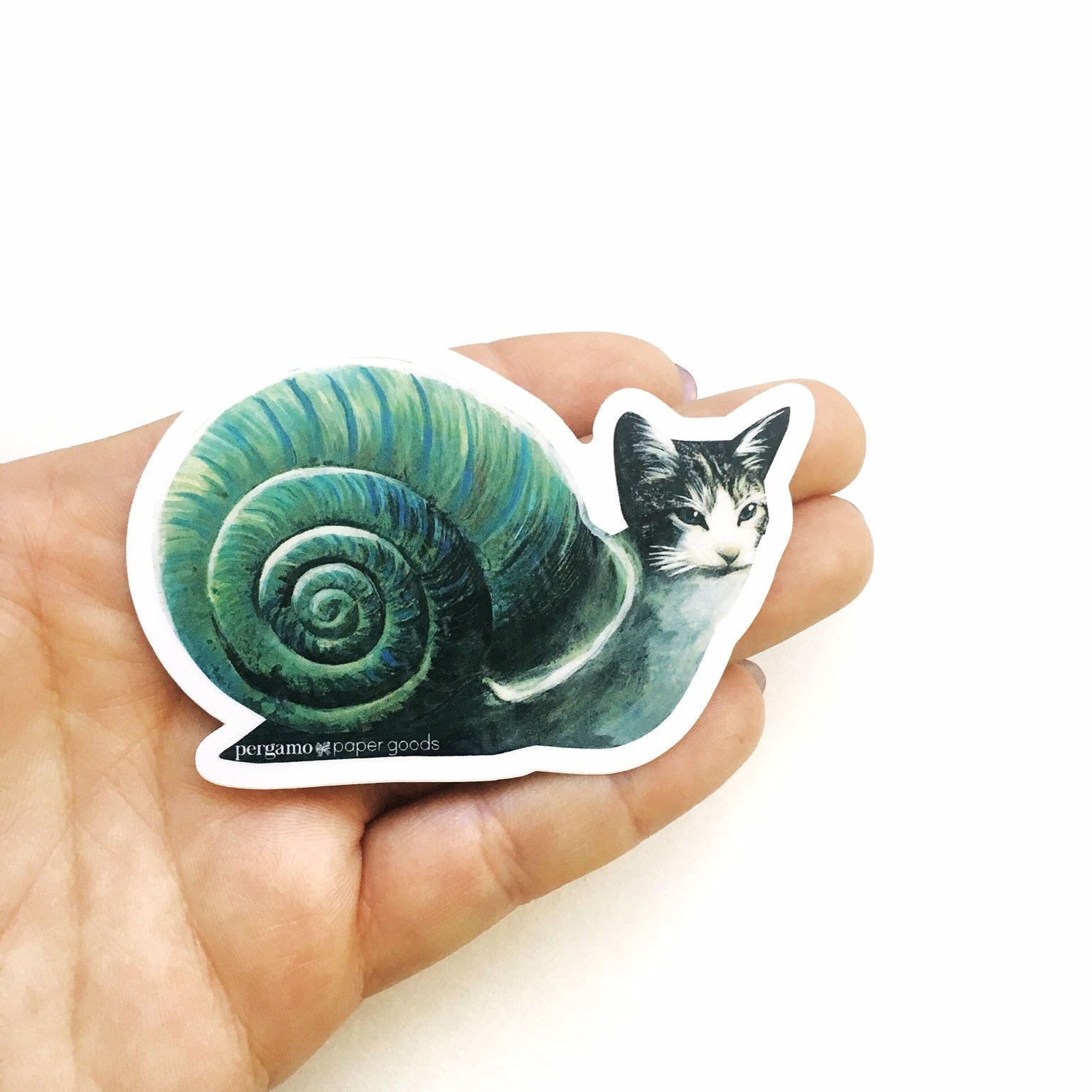 Weird Cat Sticker, Cool Vinyl Stickers Laptop, Snail Sticker Pack, Water Bottle Yeti Decal Kitten Goblincore Illustrated Animal Decal Cats
