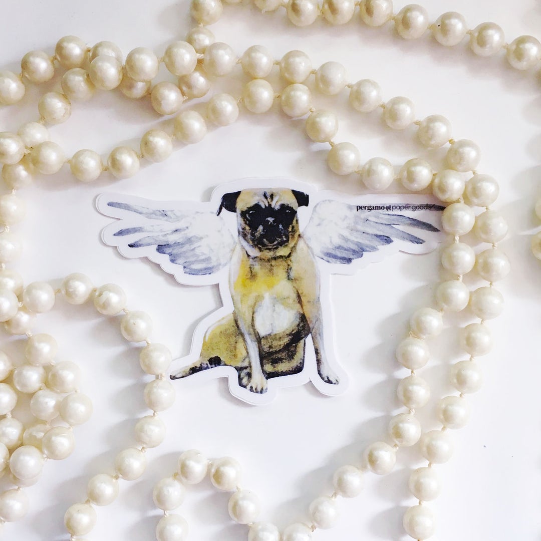 Pug Sticker Vinyl, Angel Dog Sticker Pack, Car Stickers Laptop, Rescue ...