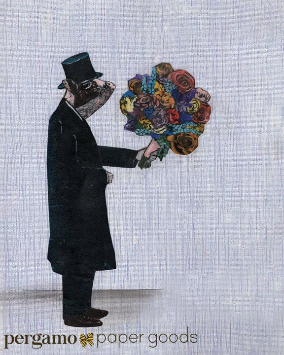 Gentleman Pig Art Print, 8x10" Wall Art, Dapper Animal, Love Pig Gifts, 1st Anniversary Gift, Pig Wedding, Farmhouse Decor Animals Wholesale - Thumbnail 2
