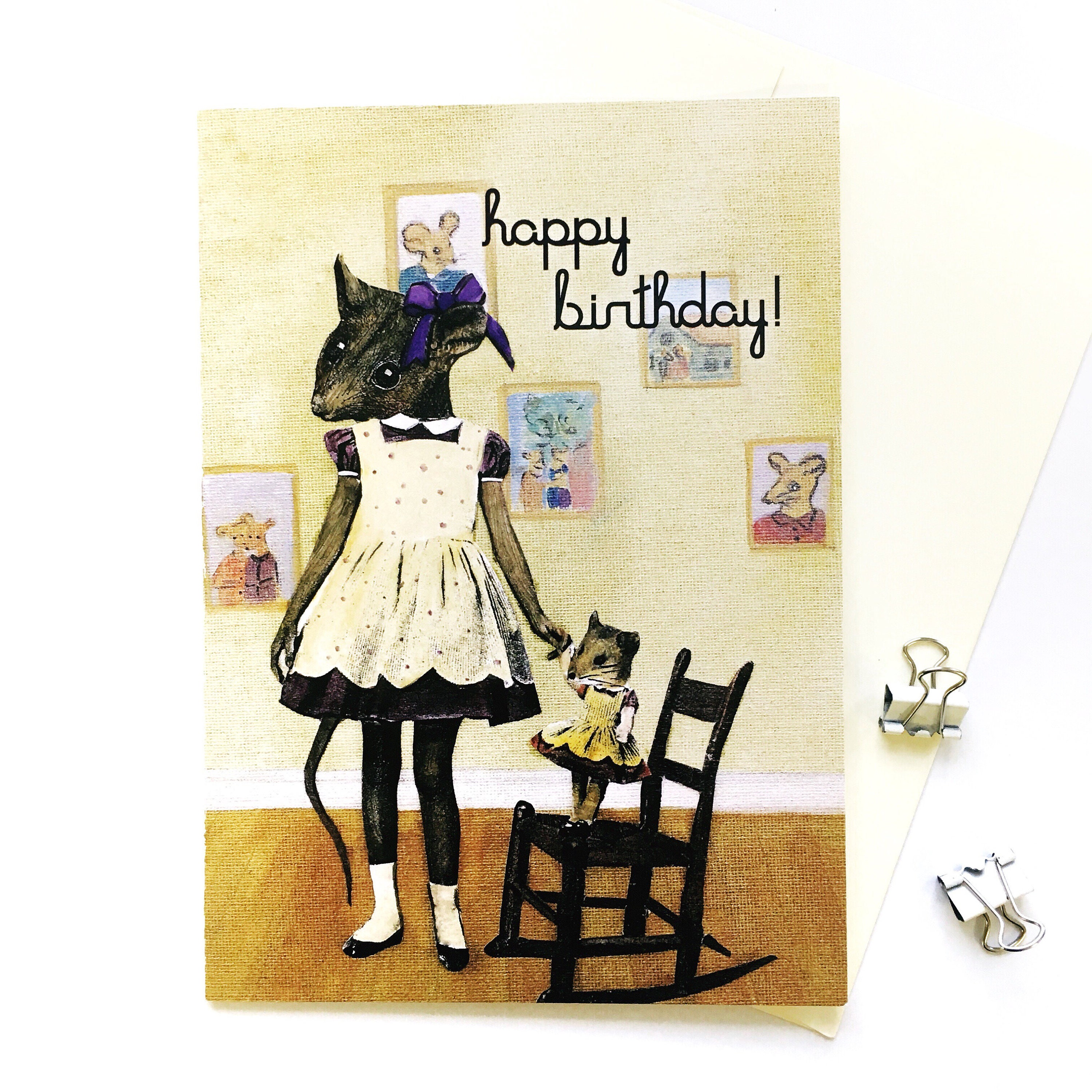 Weird Animal Birthday Card, Rodent Cards, Dressed Up Animal  Mouse Gift, Weird Art Print Stationery, Strange Unique Wholesale Collage Art