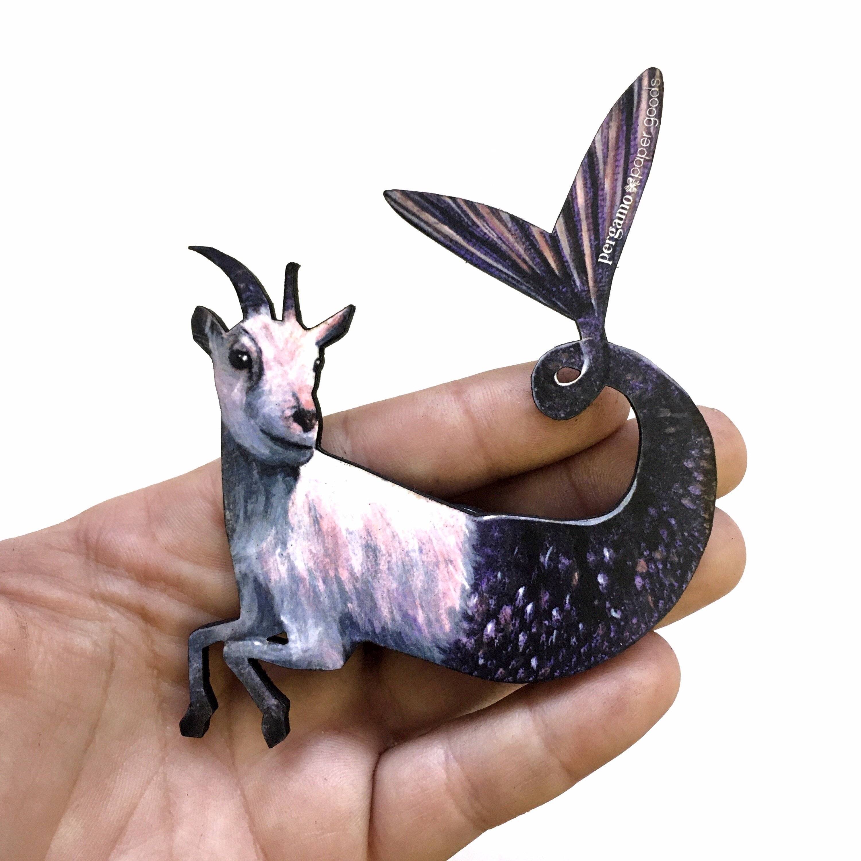 Zodiac Capricorn Magnet, Mermaid Goat Magnets Fridge, Zodiac Gifts, Mermaid Gifts, Weird Art, Animal Mermaid, Surreal Capricorn Gift, Witch - Thumbnail 2