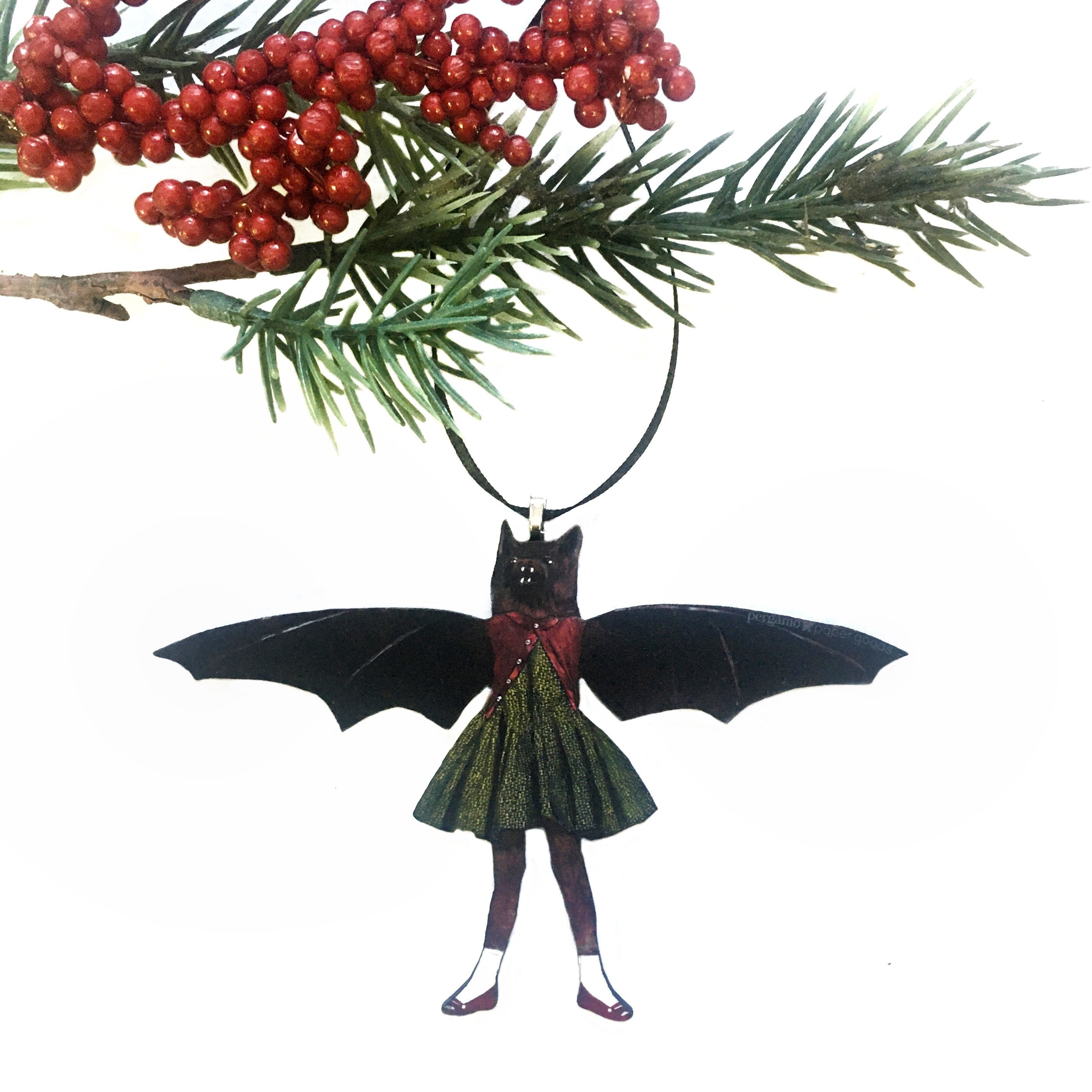 Bat Ornament, Weird Art Animal, Laser Cut Wood, Original Ornaments, Retro Vintage Christmas, Quirky Unusual Goth Gift Funny Gifts, Halloween