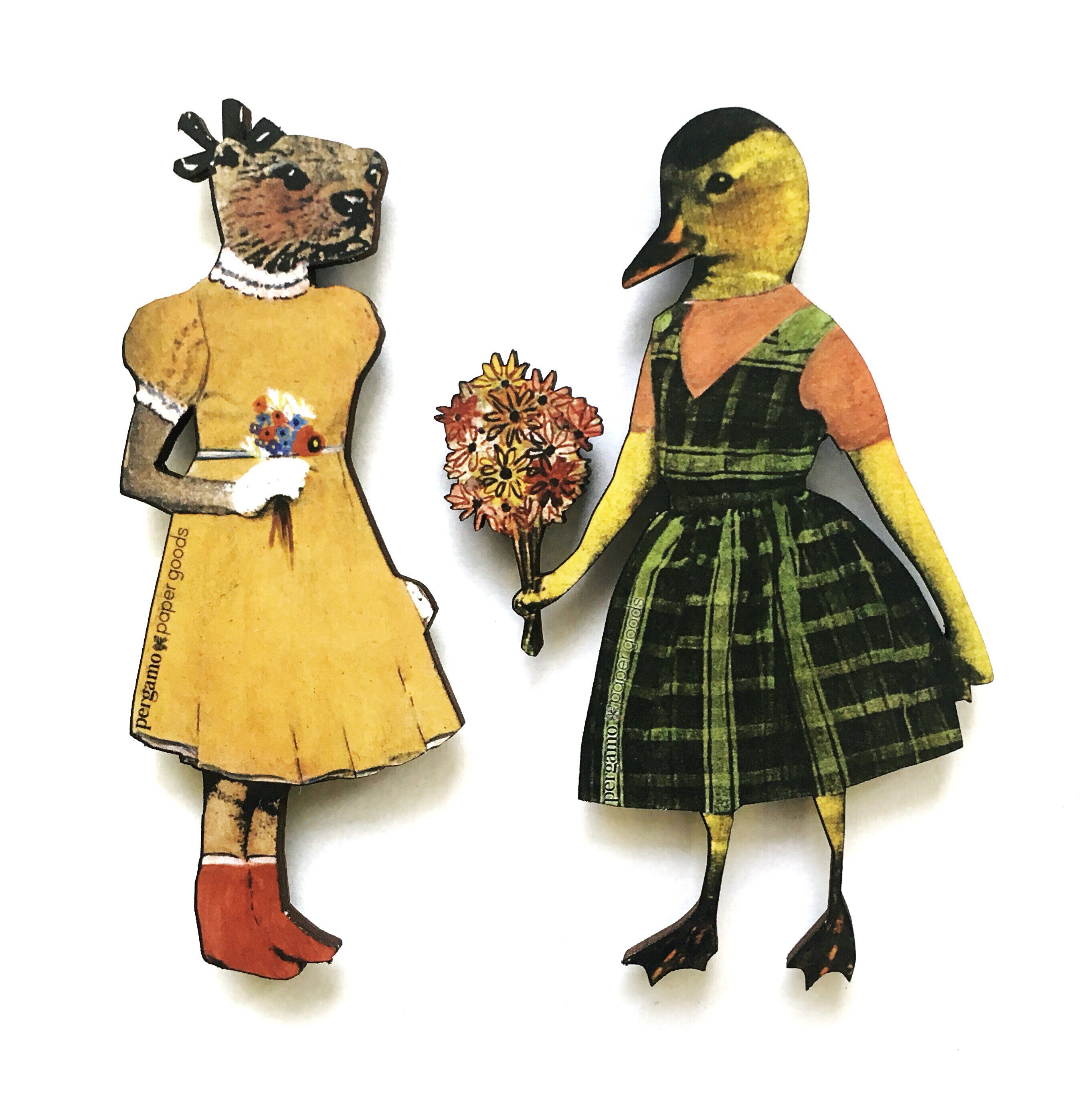 Vintage Kitchen Magnet Set, Illustrated Animal Magnets Fridge, Retro Refrigerator Stocking Stuffer, Cottagecore Gift, Gifts for Teachers - Thumbnail 4