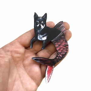 Imán de chihuahua de sirena, regalo de chihuahua, regalos de sirena, arte de nevera de imanes de perro extraño, regalo del propietario de chihuahua, relleno de medias de rescate de animales