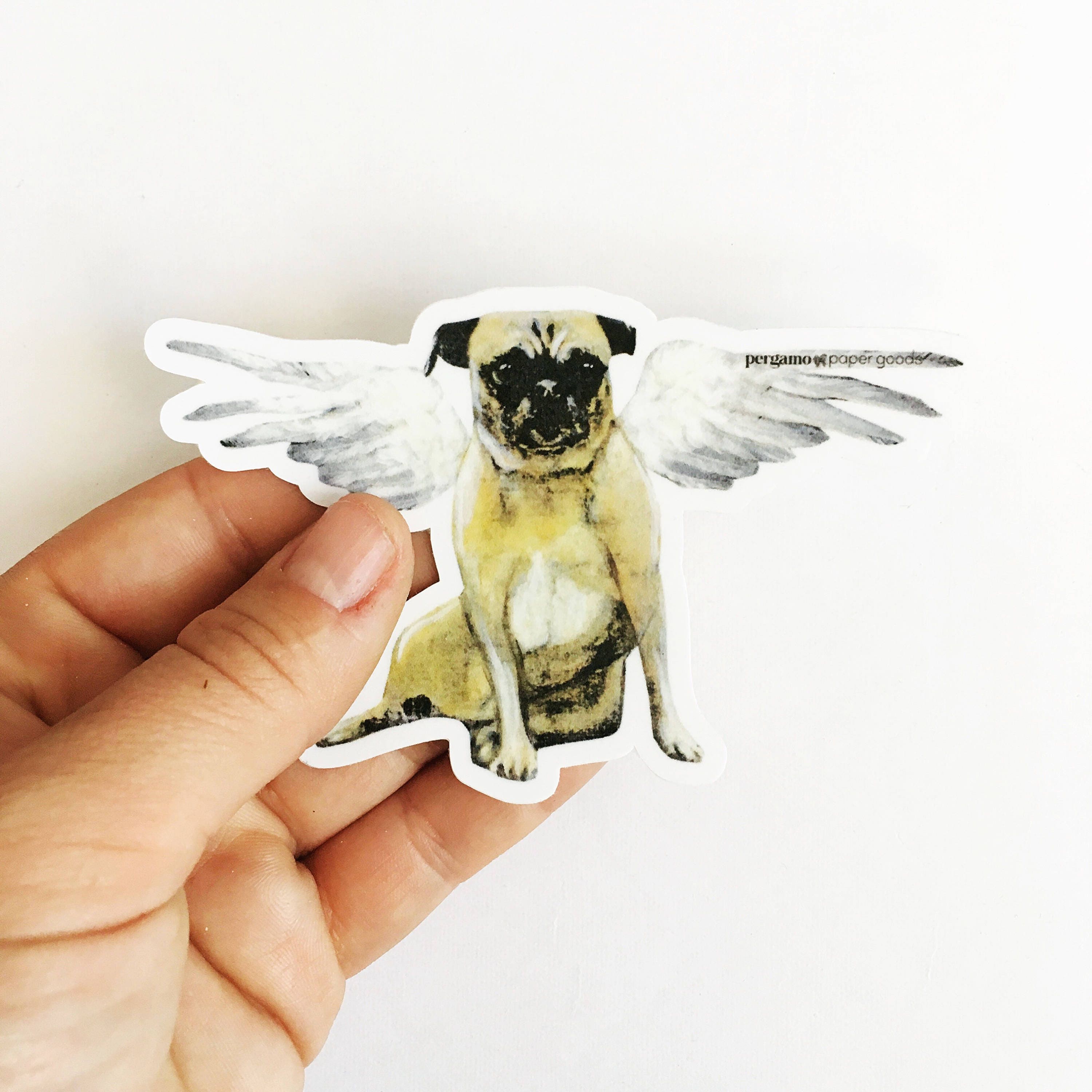 Pug Sticker Vinyl, Angel Dog Sticker Pack, Car Stickers Laptop, Rescue Animal Lover Gift Bumper Decal Flask Yeti Decals Angelic Pug Memorial - Thumbnail 2