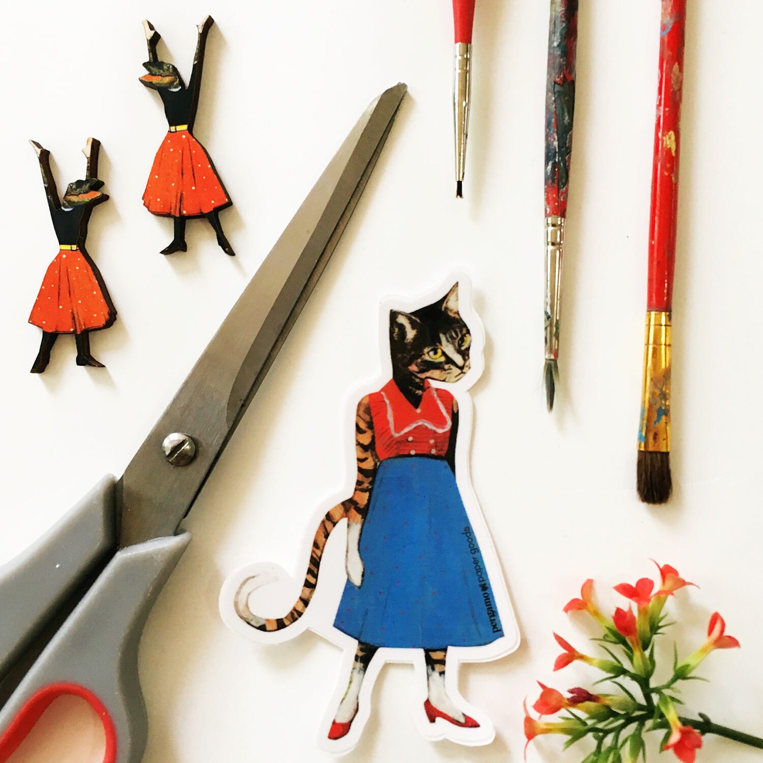 Cat Vinyl Sticker, Unique Waterproof Weird Stickers,  Car Laptop Sticker Pack, Outdoor Durable Nonfade Decal, Water Bottle Yeti Flask Decals - Thumbnail 3