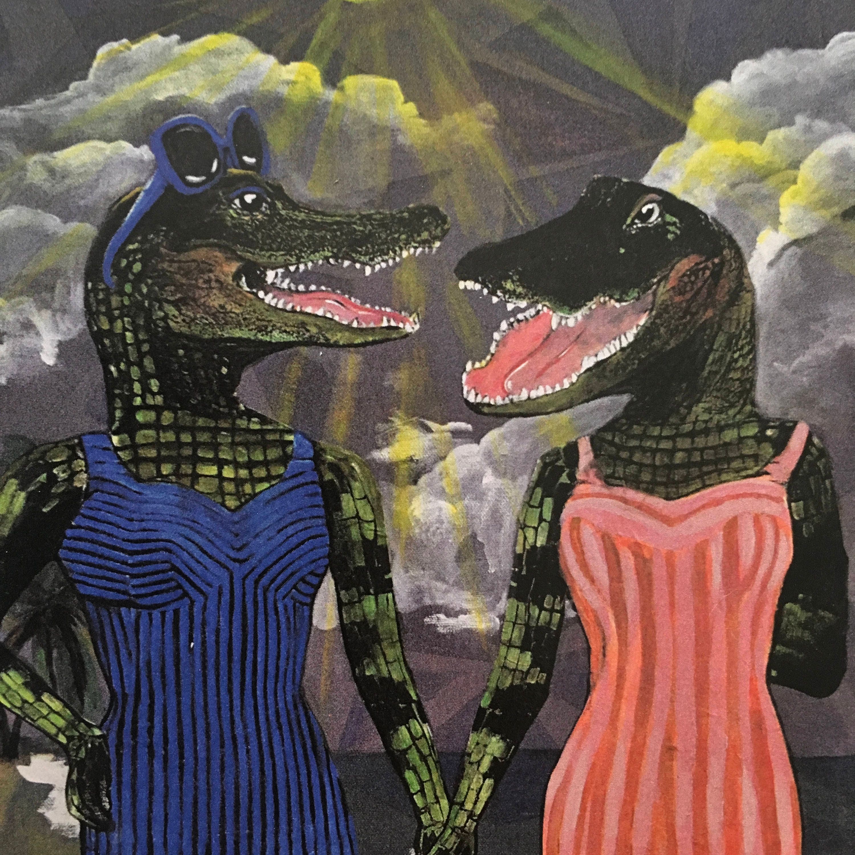 Lesbian Art Print, 7x10" Alligator Wall Art, LGBTQ Art, Lesbian Marriage Florida Art, Gay Pride, Lesbian Pride, 1st Anniversary Gift
