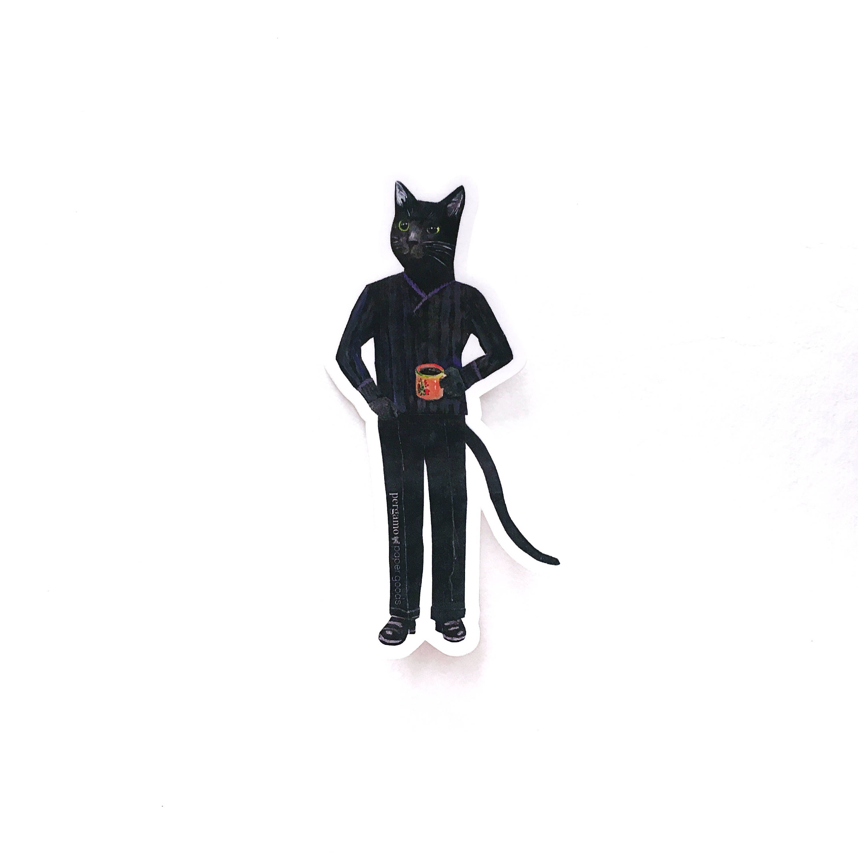 Black Cat Sticker, Weird Vinyl Stickers, Laptop MacBook Bumper, Coffee Gift, Coffee Lover, Cat Mom, Gifts Veterinarian Gift Rescue Wholesale - Thumbnail 4