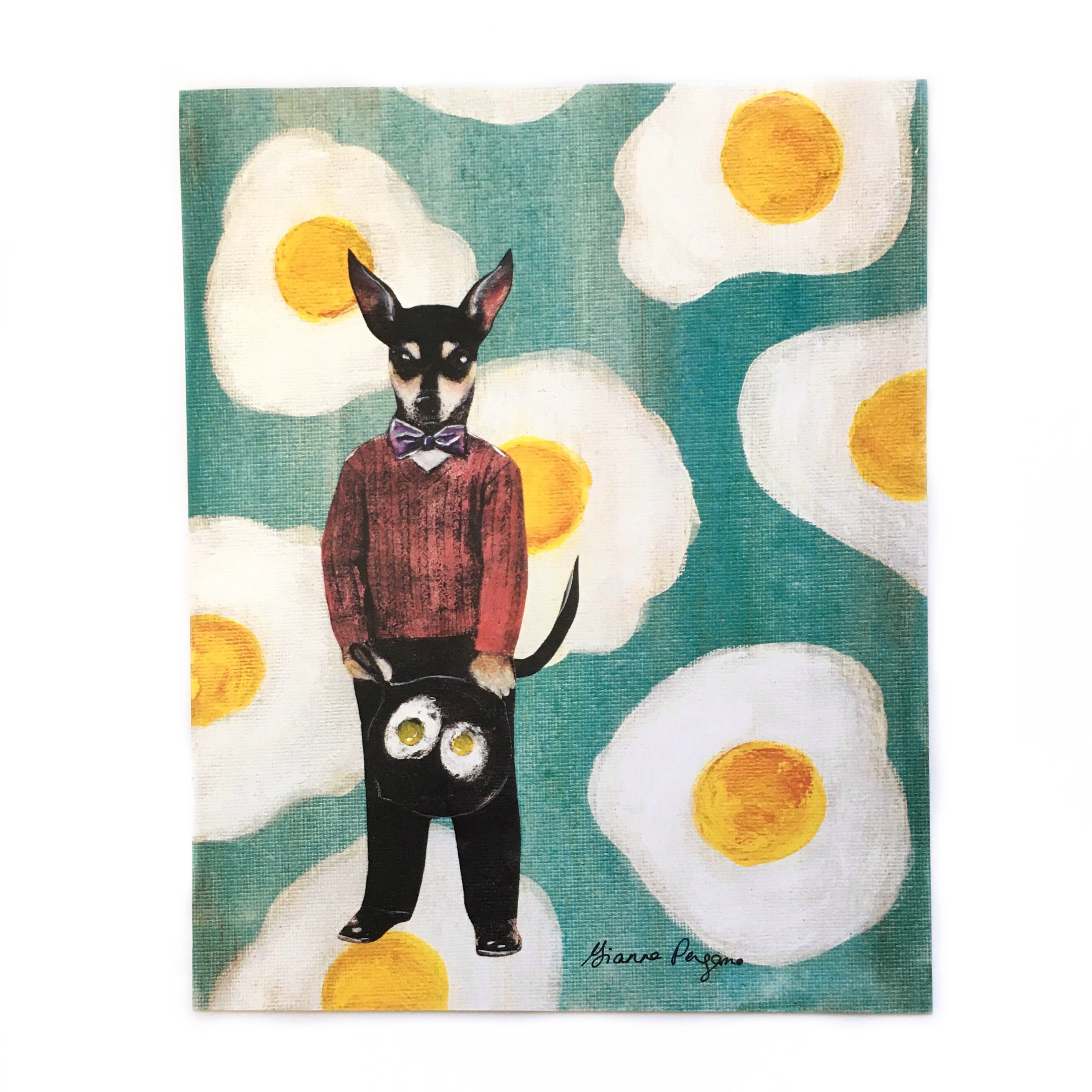 Chihuahua Art Print, 8x10 Retro Dog Mom Gifts, Dressed Up Dapper Sweater Dog, Weird Art Vintage Mixed Media Collage, Animal Rescue Dogs Gift - Thumbnail 2