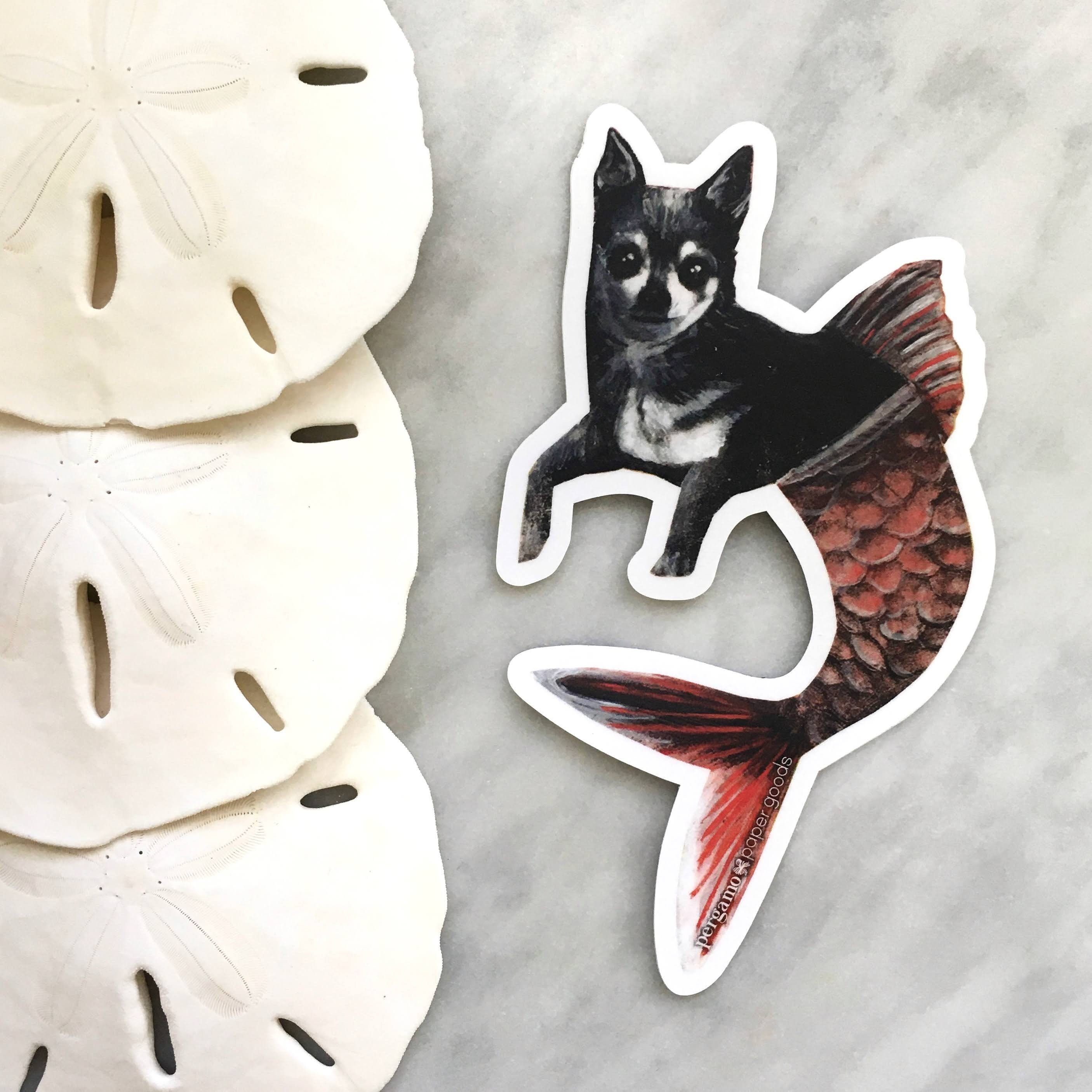 Chihuahua Sticker, Dog Mermaid Stickers for Laptop, Bumper Decal, High Quality Durable Weird Decals, Beach Outdoor  Owner Pet Memorial Gifts - Thumbnail 5