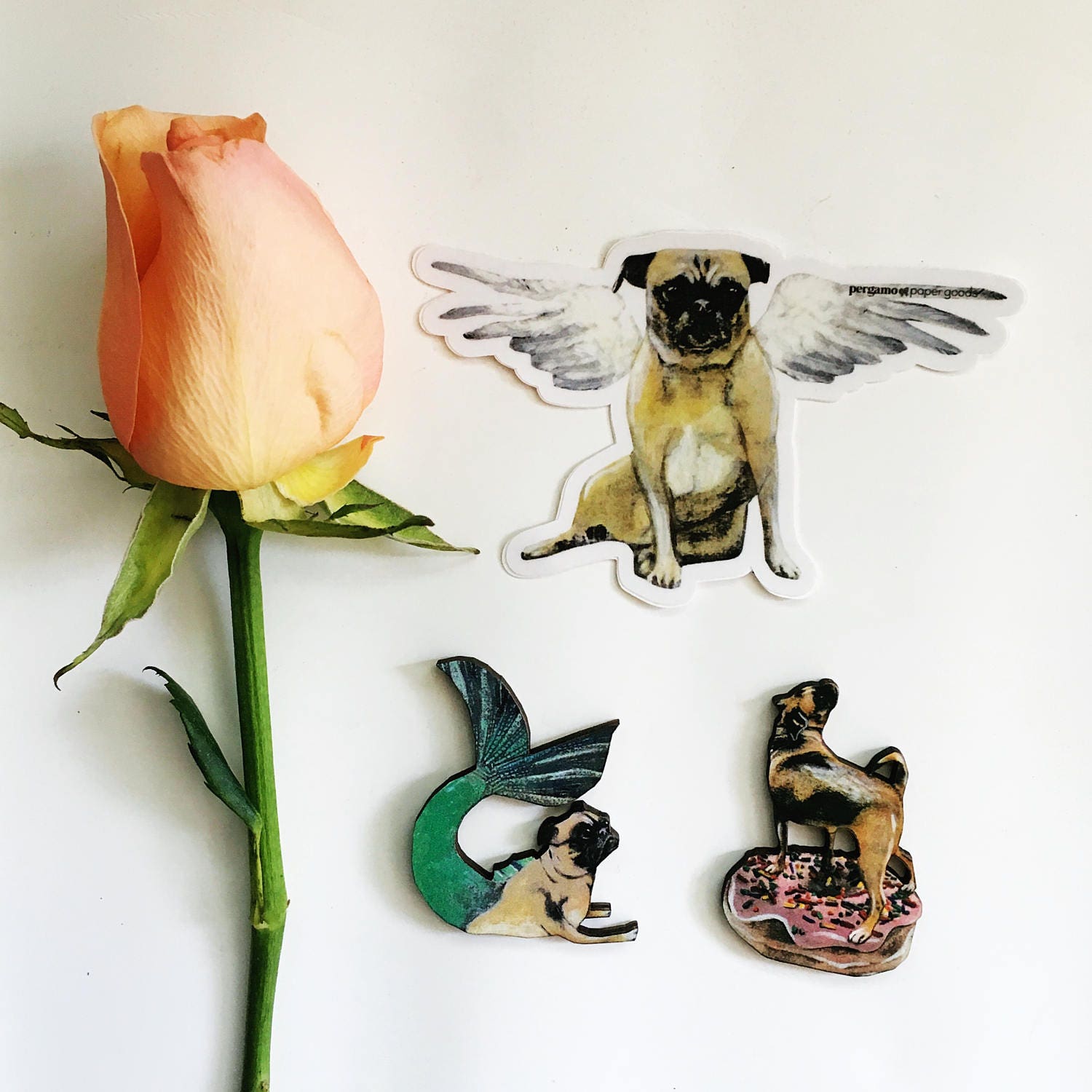 Pug Sticker Vinyl, Angel Dog Sticker Pack, Car Stickers Laptop, Rescue Animal Lover Gift Bumper Decal Flask Yeti Decals Angelic Pug Memorial - Thumbnail 4