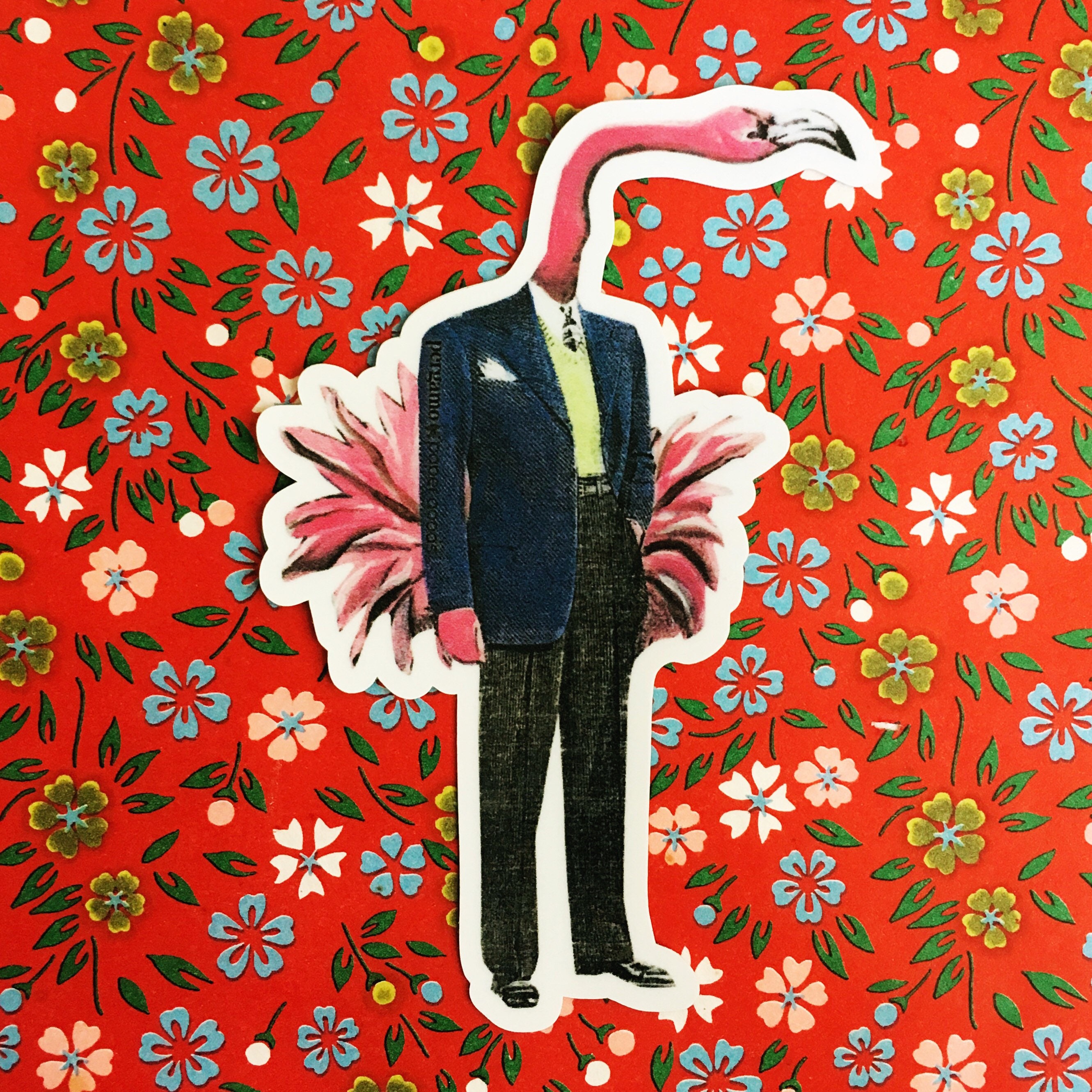 Flamingo Sticker, Florida Stickers,  Vinyl Laptop Sticker, VSCO Vinyl Decal, Bumper Yeti Decals Outdoors Hydroflask, Weird Vintage Whimsy - Thumbnail 4