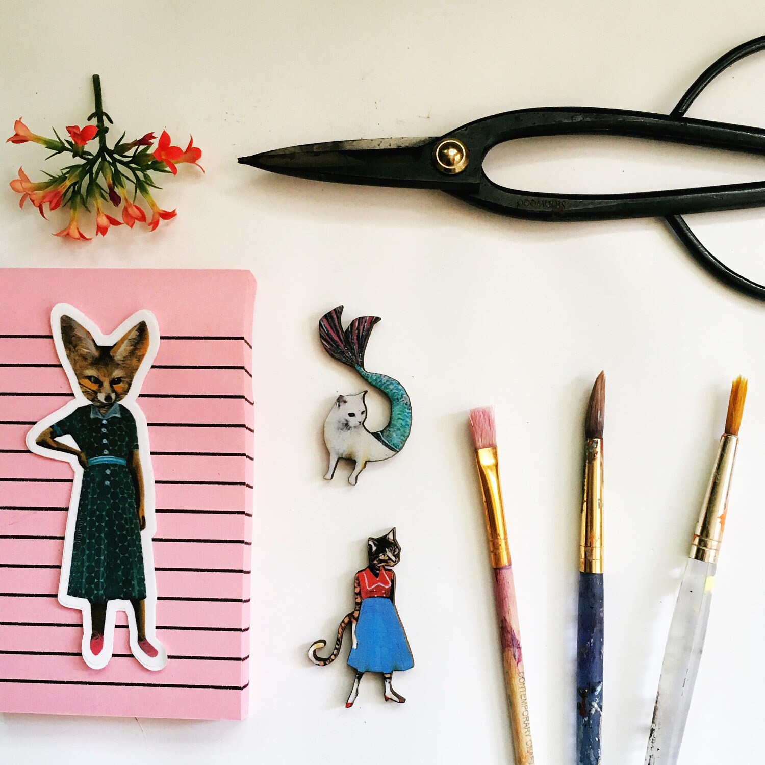 Fox Laptop Sticker Pack, Sassy Animal Vinyl Stickers, Waterproof VSCO Decal, Fennec Fox Decals Illustrated Bumper Stickers for Car Macbook - Thumbnail 6