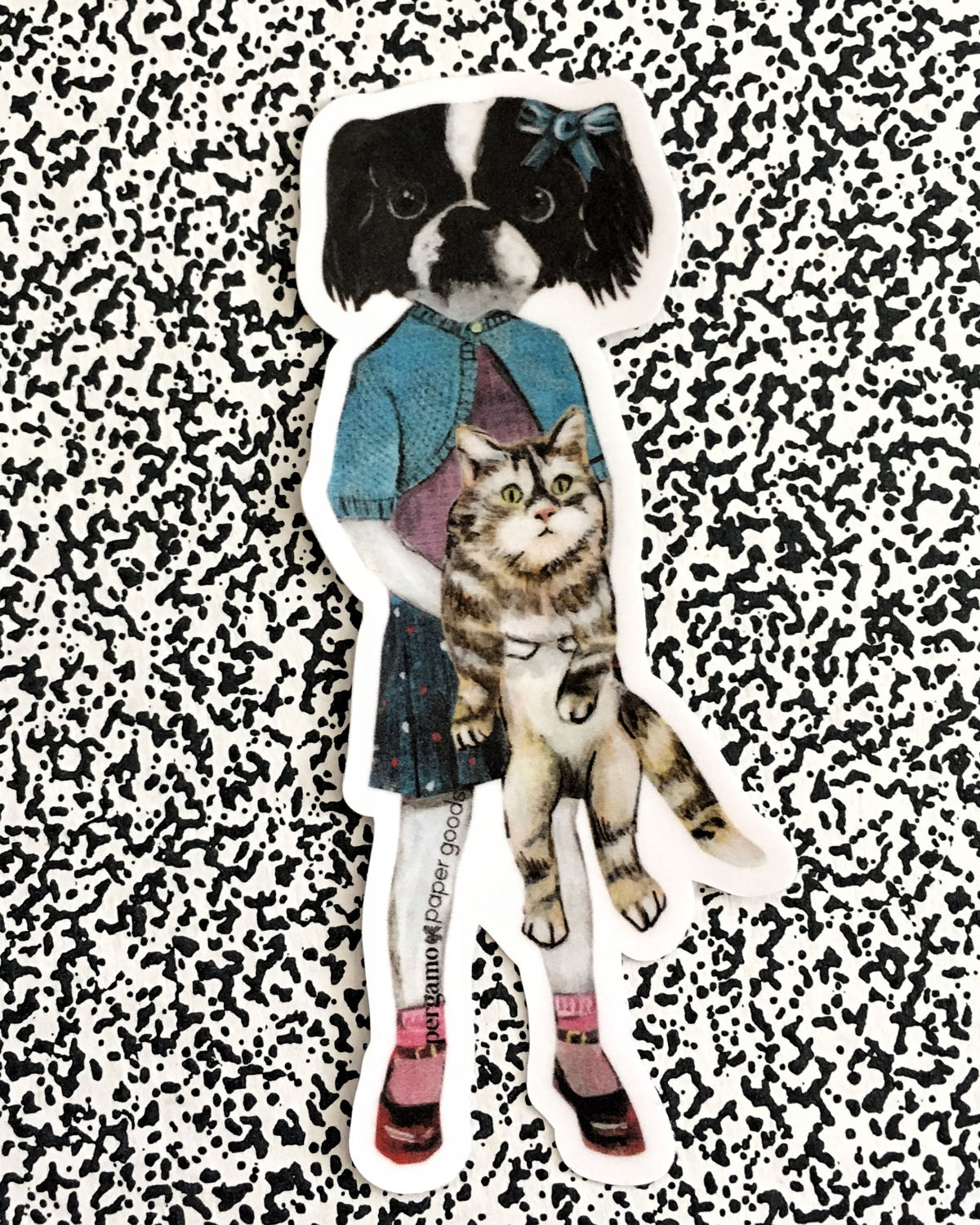 Dog Vinyl Sticker, Surreal Dog and Cat Stickers, Japanese Chin Laptop Sticker Pack, Outdoor Yeti phone Case Flask Decal, Weird Art Decals - Thumbnail 5