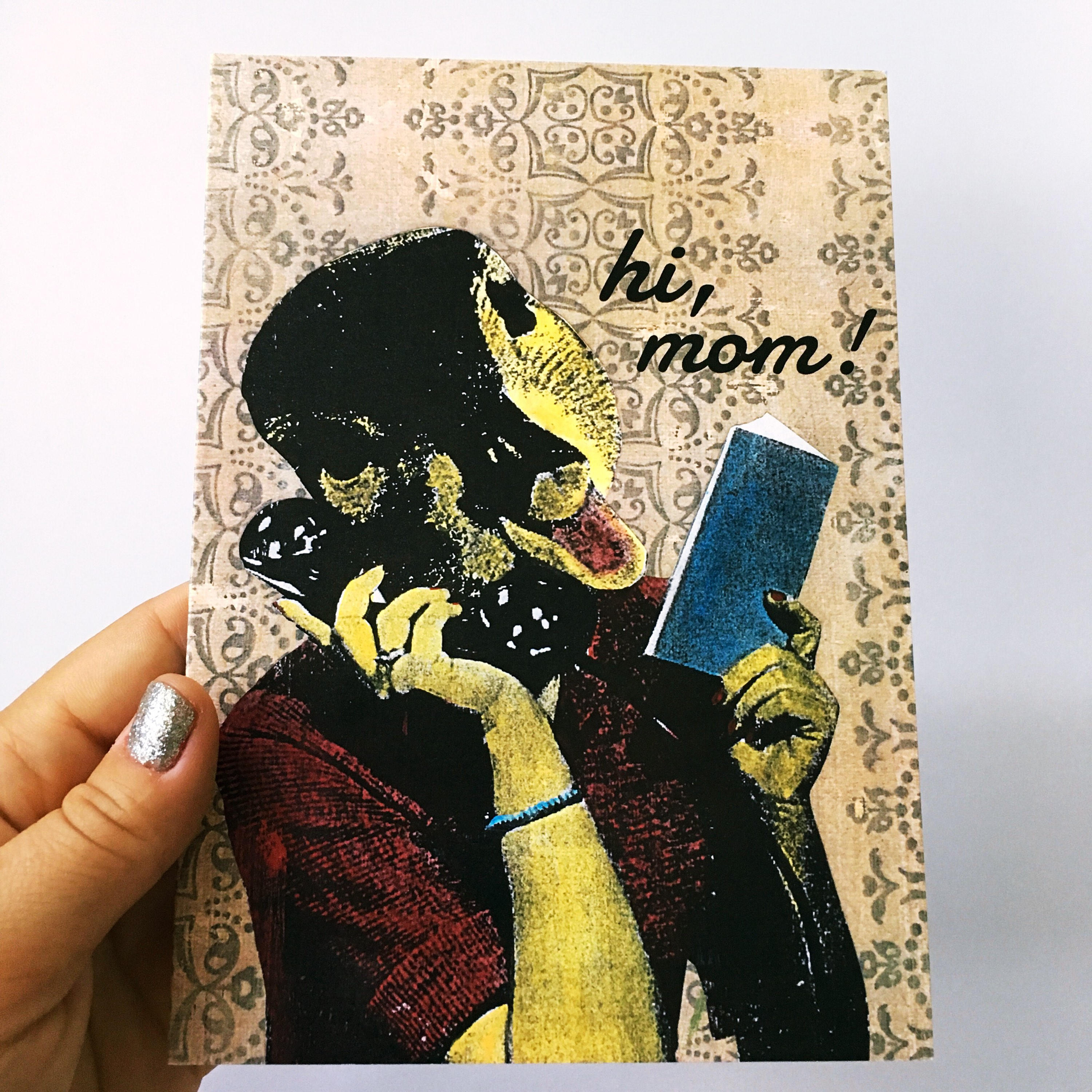 Retro Mom Card, Weird Cards for Mothers Day Stationery, Mixed Media Funny Vintage Card, Mom Birthday, Retro Duck Animals, Animal Lover Gifts - Thumbnail 2