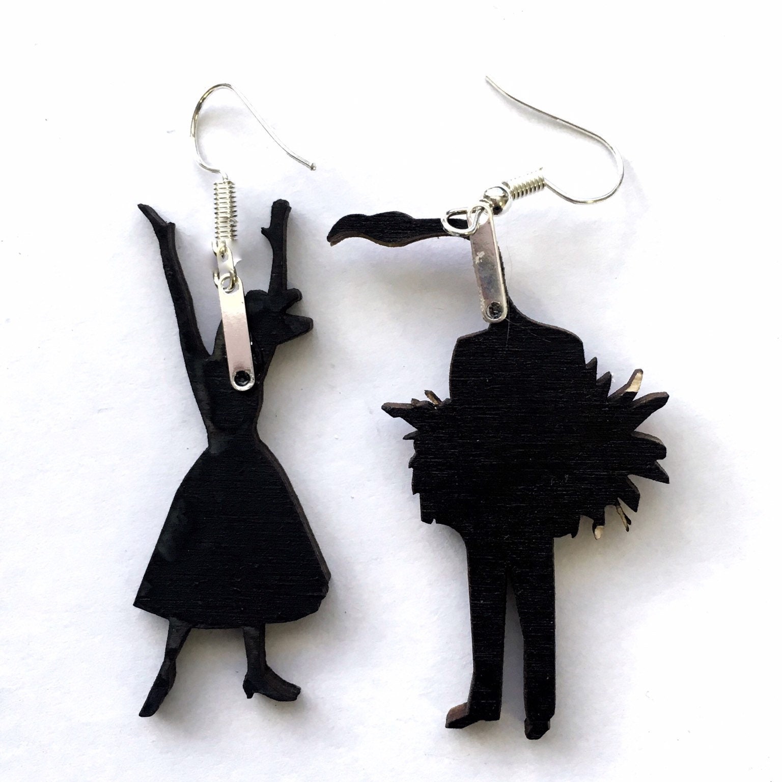 Florida Earrings, Alligator Flamingo Earrings, Laser Cut Wood Tropical Animal Jewelry, Mismatched Weird  Animals, Wholesale Jewelry, Miami - Thumbnail 3